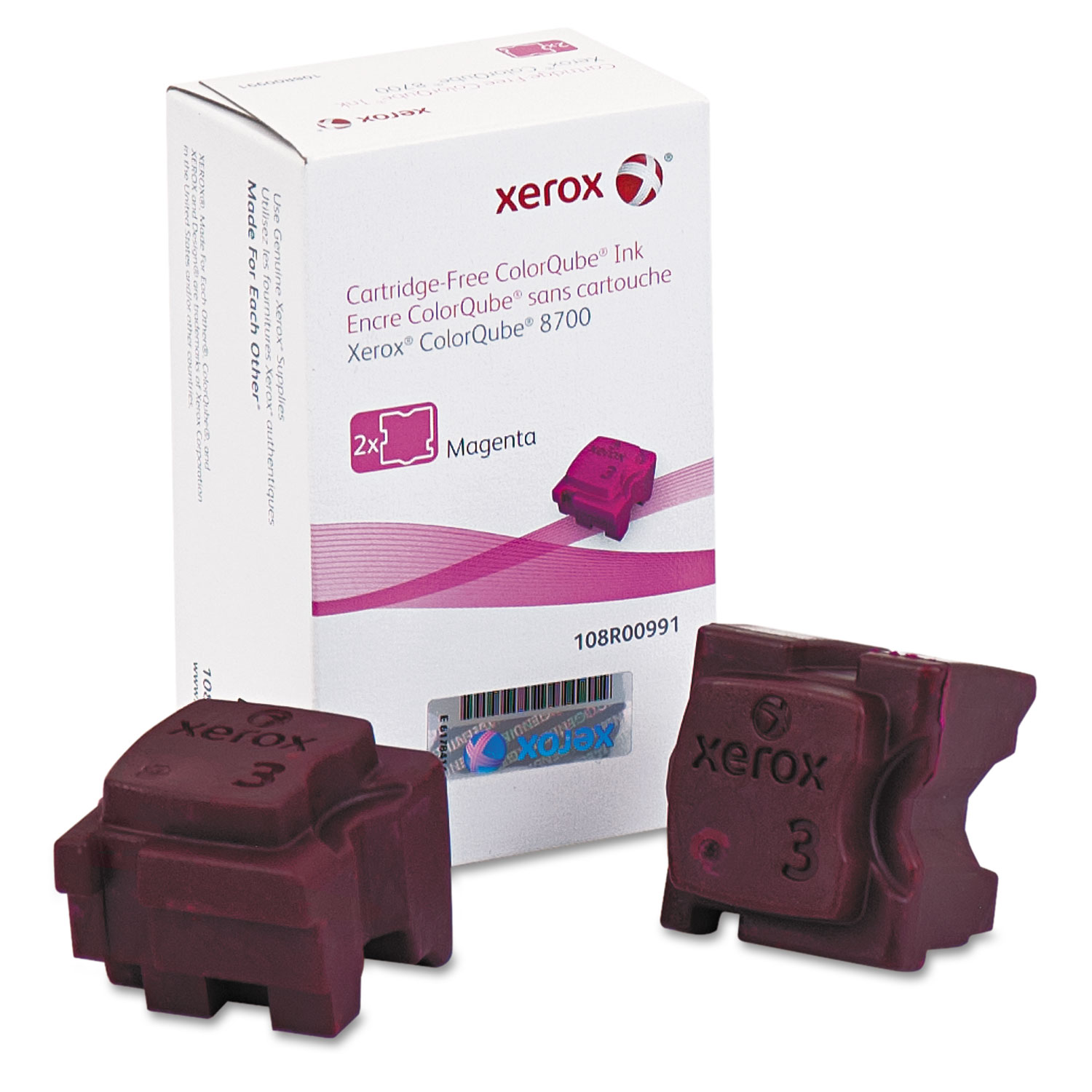  Xerox 108R00991 108R00991 Solid Ink Stick, 4200 Page-Yield, Magenta, 2/Box (XER108R00991) 