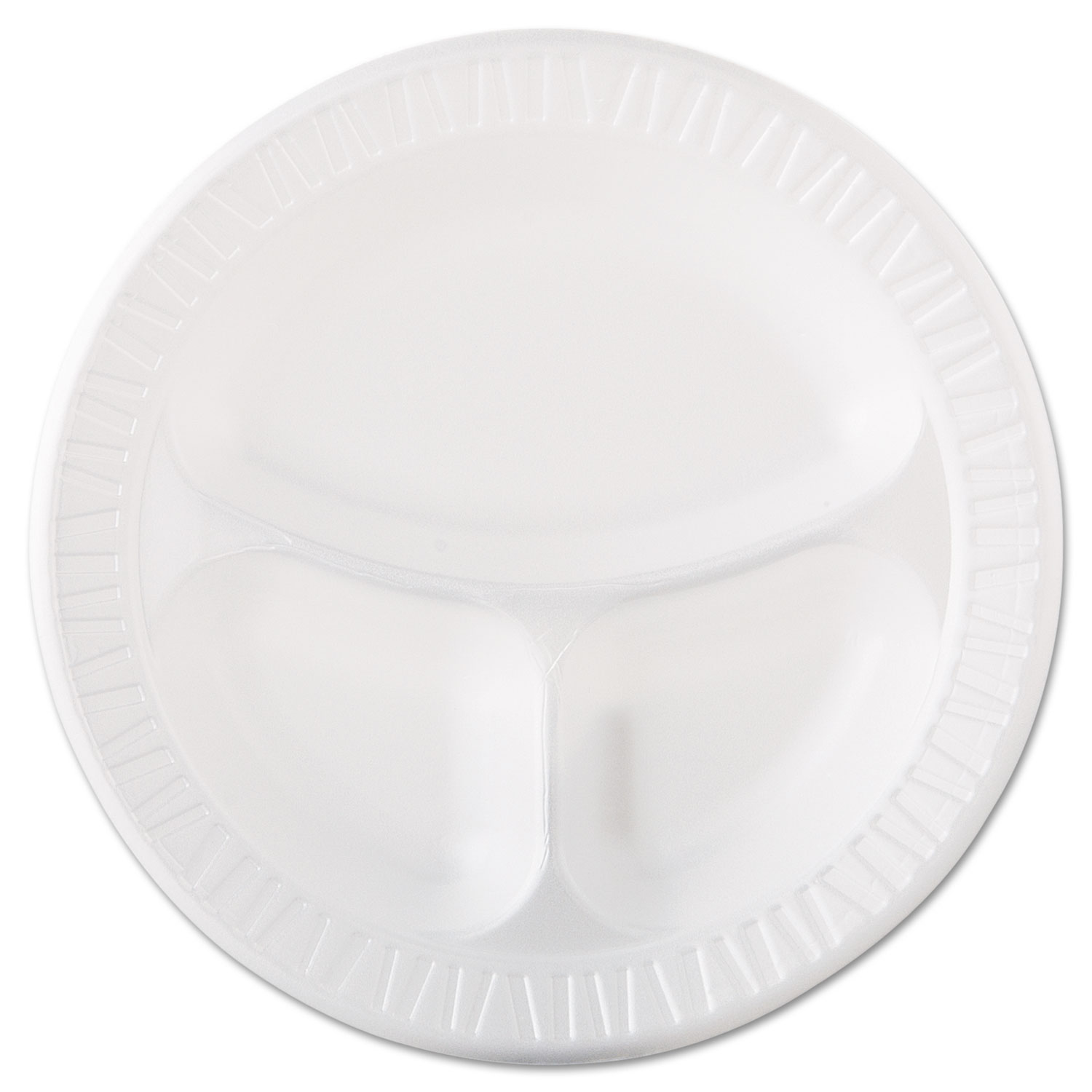  Dart 10CPWQR Laminated Foam Dinnerware, Plate, 3-Comp, 10 1/4, White, 125/Pk, 4 Pks/Ctn (DCC10CPWQR) 