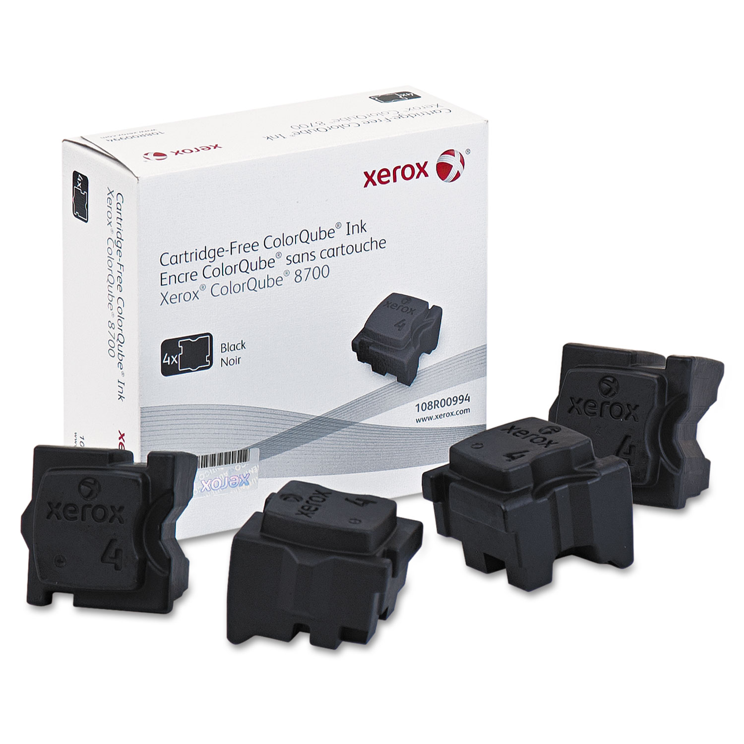  Xerox 108R00994 108R00994 Solid Ink Stick, 9000 Page-Yield, Black, 4/Box (XER108R00994) 