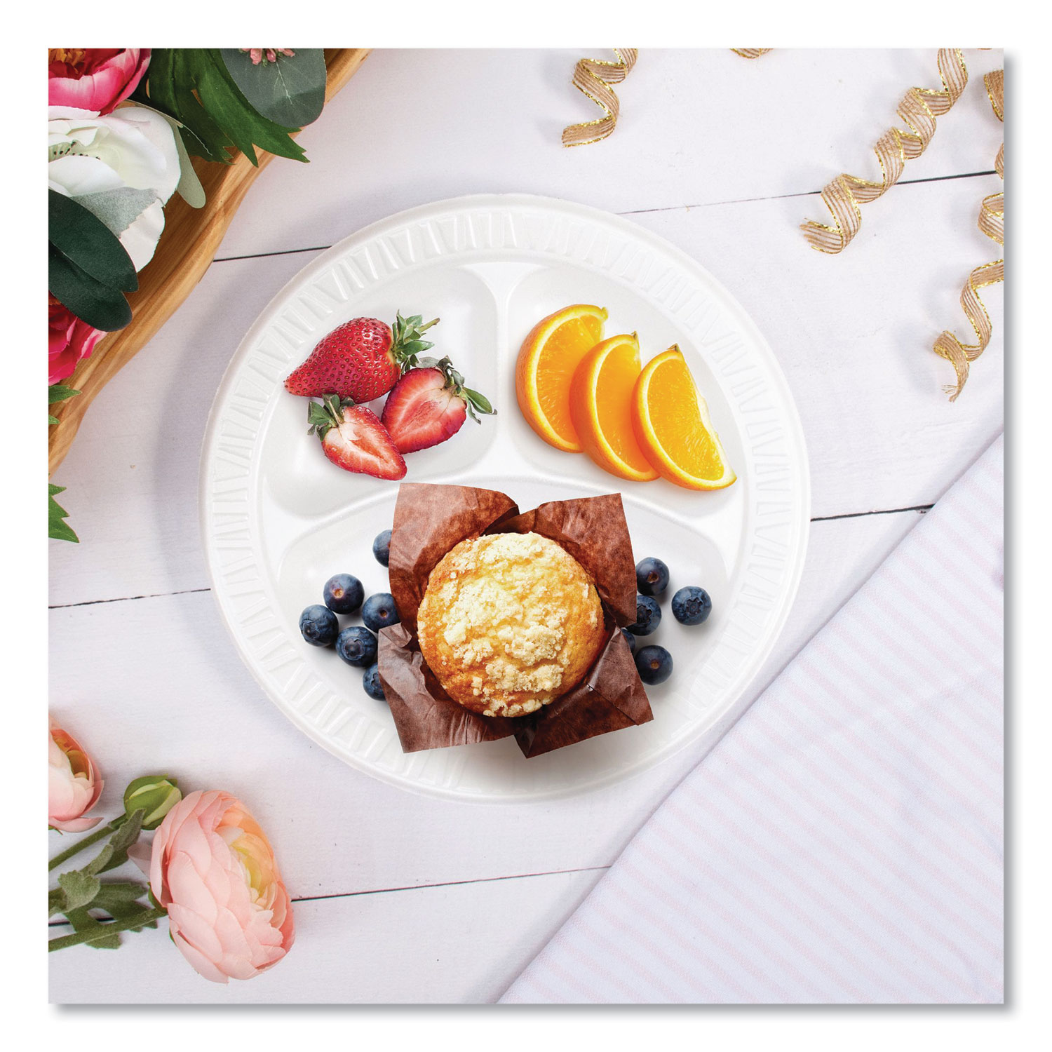 Concorde Foam Plate, 3-Compartment Plate, 9