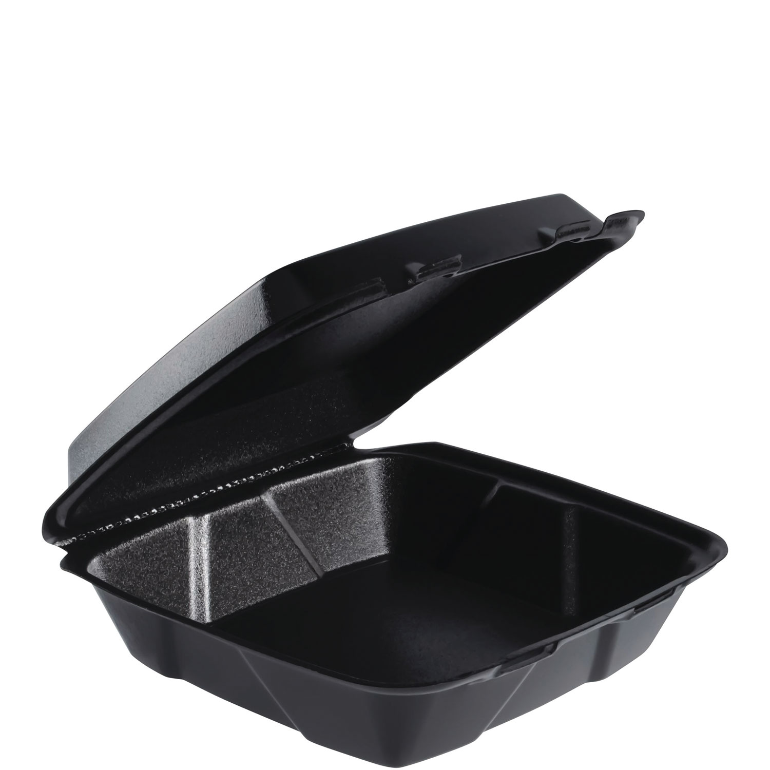 Insulated Foam Hinged Lid Containers, 9.01 x 9.4 x 3.1, Black, 100/Bag, 2 Bags/Carton, 200 Containers/Carton