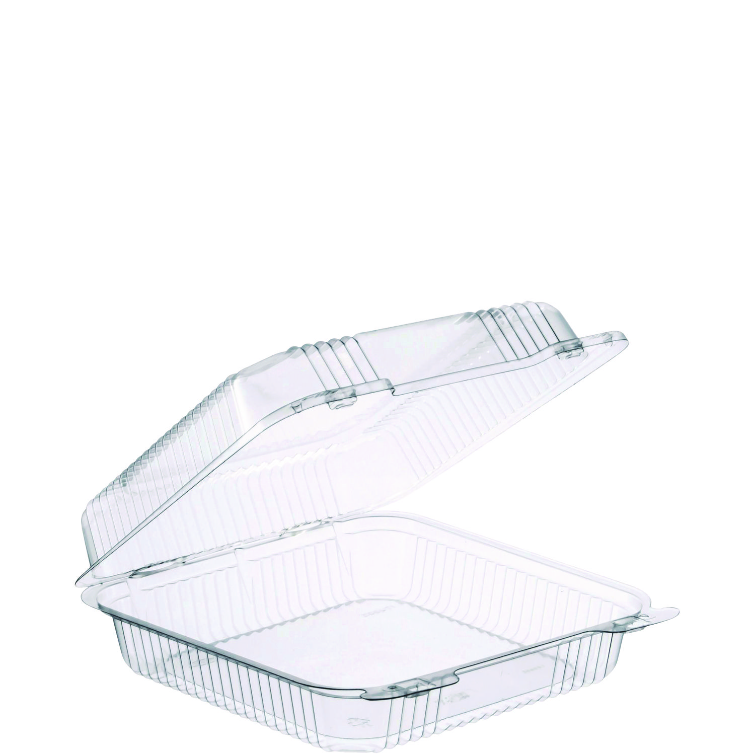 StayLock Clear Hinged Lid Containers, 8.6 x 9 x 3, Clear, Plastic, 100/Pack, 2 Packs/Carton