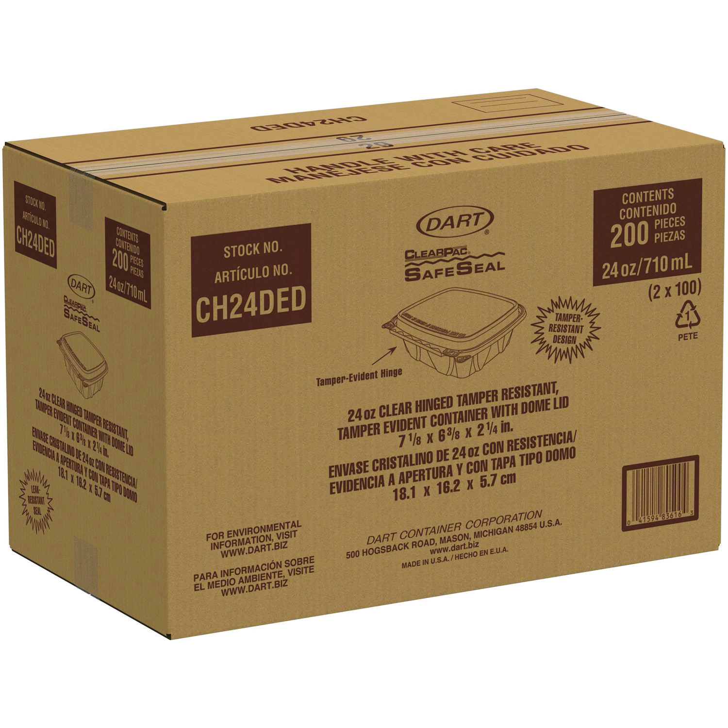 Dart Tamper-Resistant Tamper-Evident Bowls 20 oz Clear 200/Carton