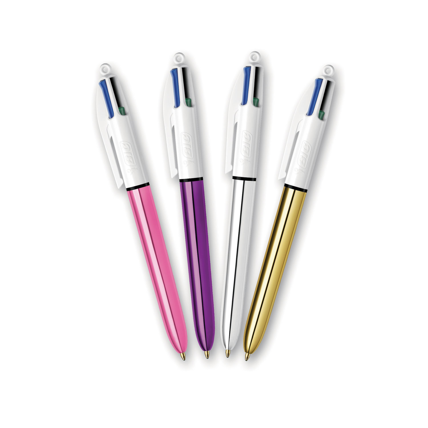4-Color Multi-Function Ballpoint Pen, Retractable, Medium 1 mm,  Black/Blue/Green/Red Ink, Randomly Assorted Barrel Colors