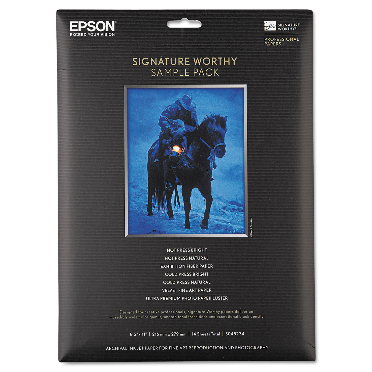  Epson S045234 Signature Worthy Paper Sample Pack, 8.5 x 11, Assorted White, 14/Pack (EPSS045234) 