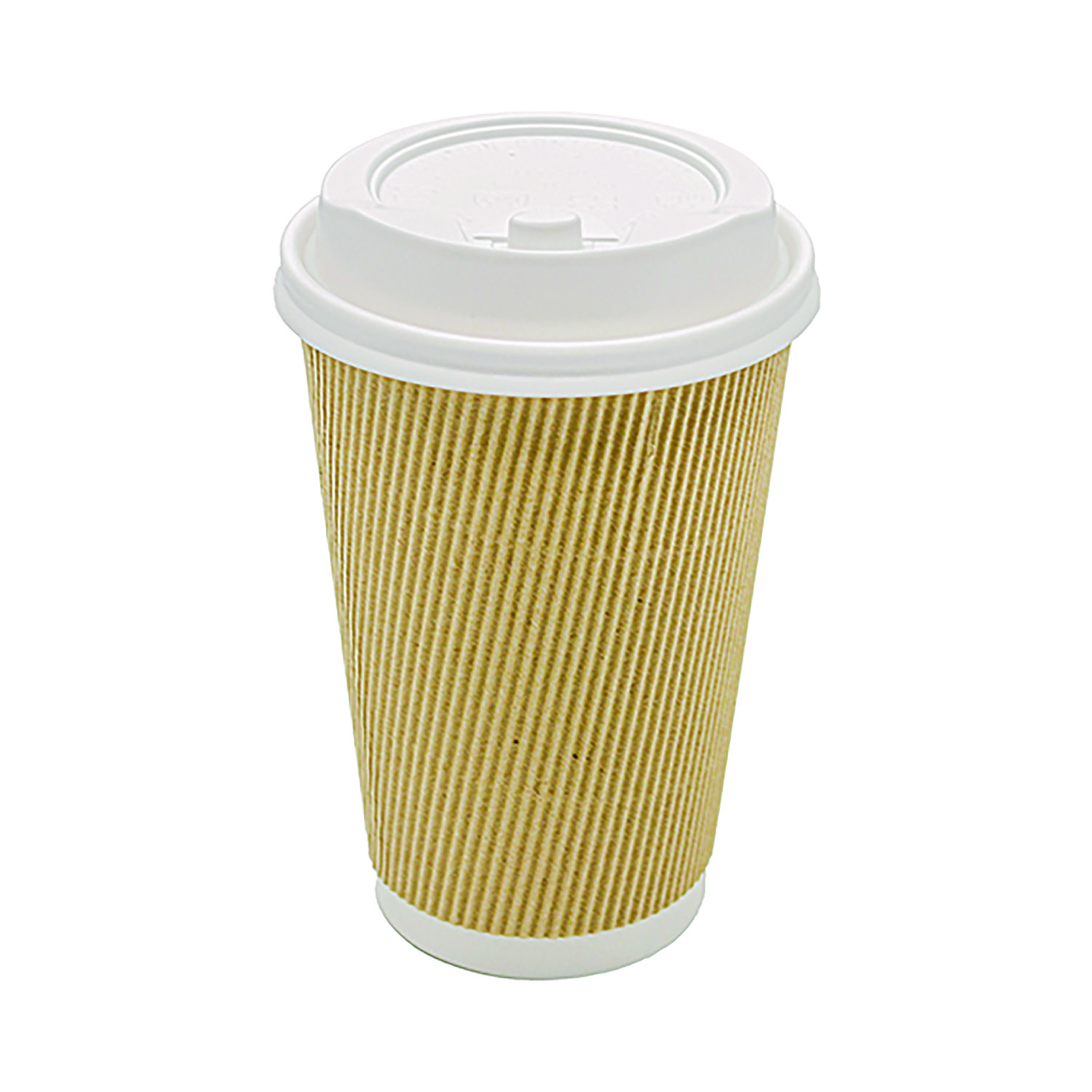 Ripple Hot Cups, 16 oz, Kraft/White, 500/Carton