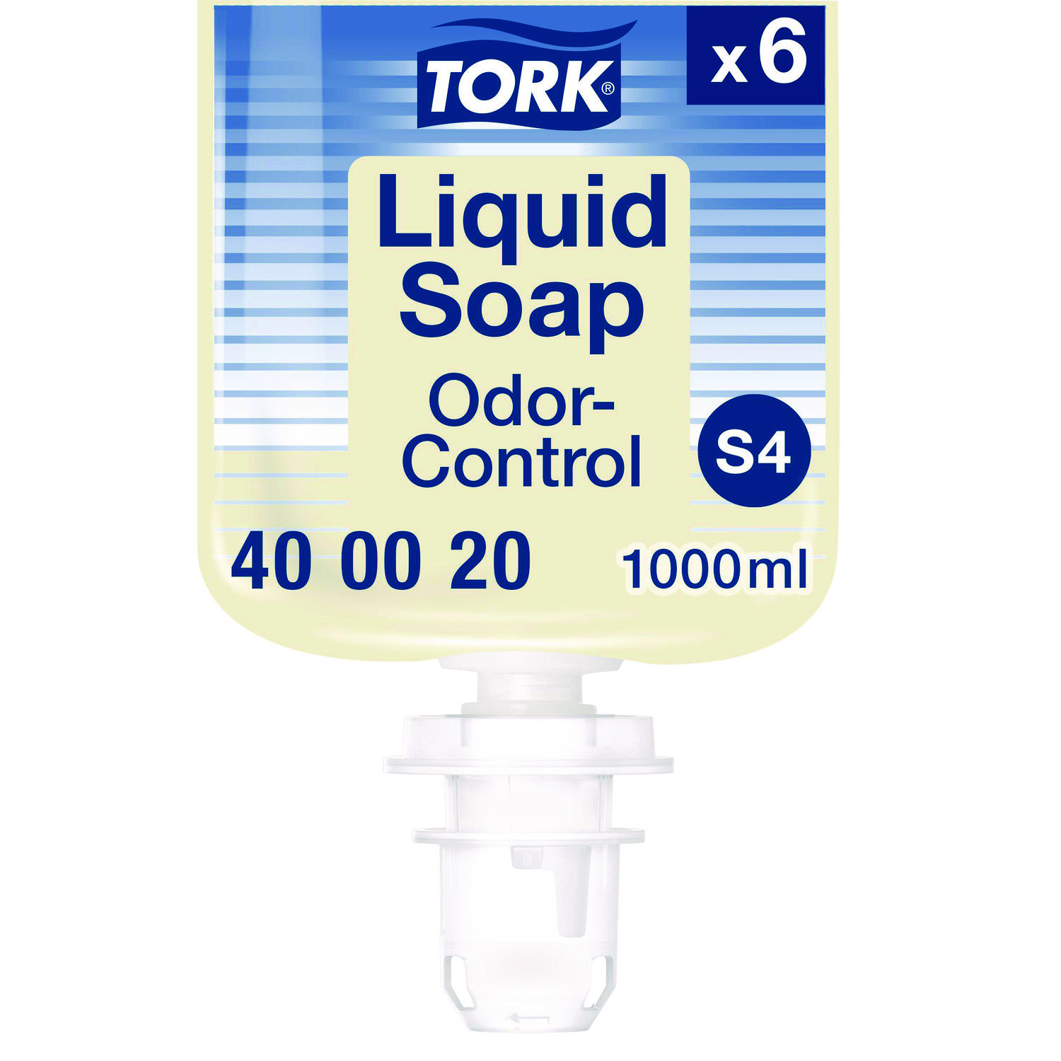 Tork® Odor-Control Hand Soap Liquid S4 Refill, Perfume-Free, 1 L, 6/Carton