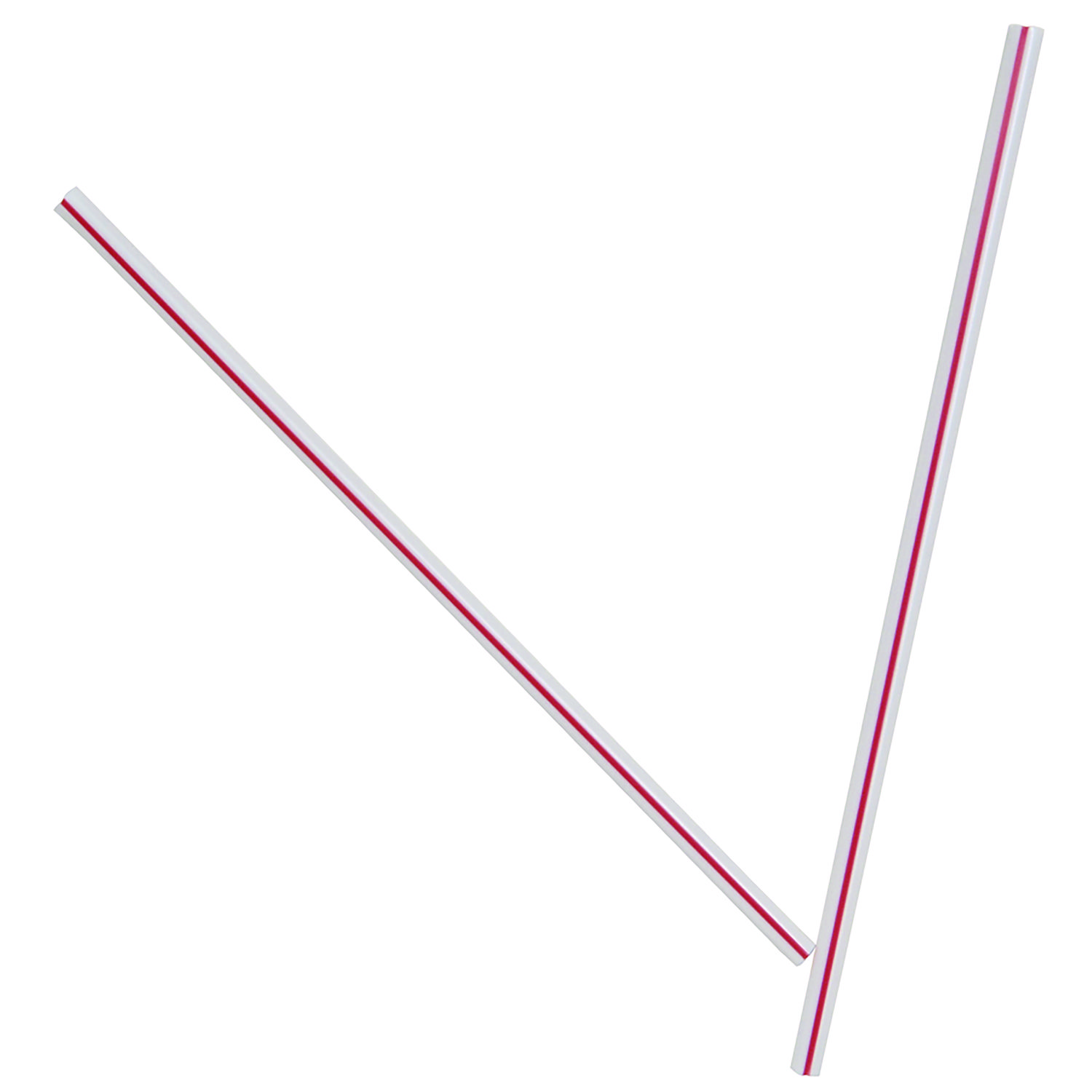 Unwrapped Hollow Stir-Straws, 5.5″, Plastic, White/Red Stripe, 1,000/Box