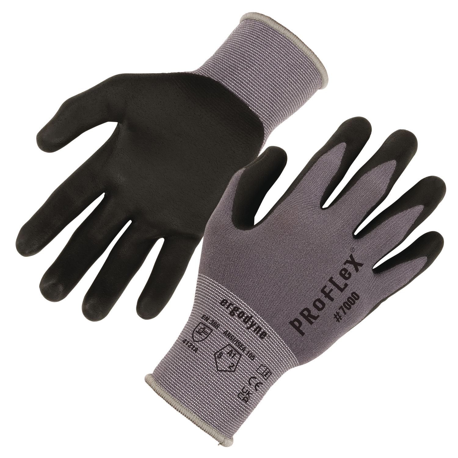 ProFlex 7000 Nitrile-Coated Gloves Microfoam Palm, Gray, X-Small, Pair