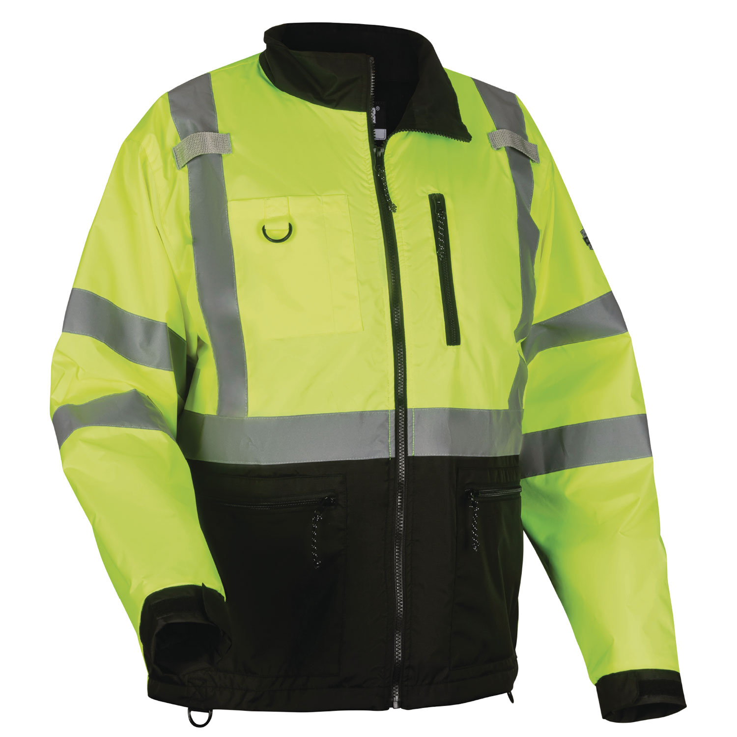 GloWear 8351 Class 3 Hi-Vis Windbreaker Water-Resistant Jacket, Large, Lime