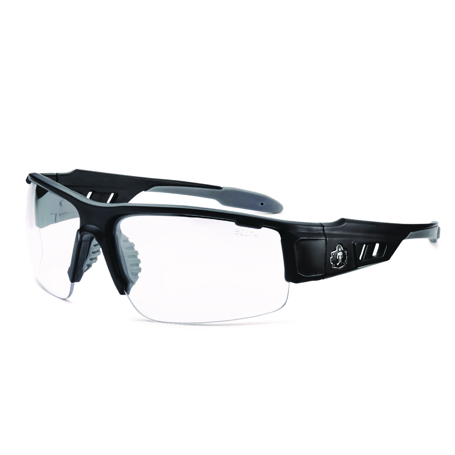 Skullerz DAGR Anti-Scratch and Enhanced Anti-Fog Safety Glasses, Black Nylon Impact Frame, Clear Polycarbonate Lens