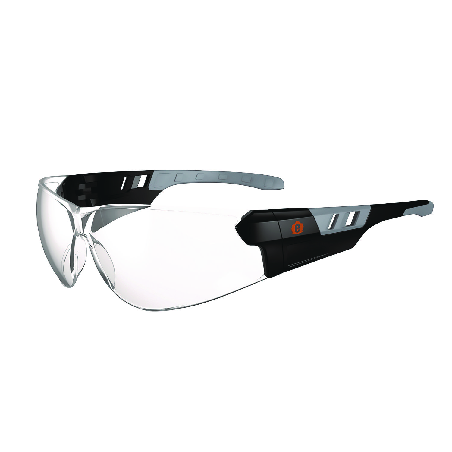 ergodyne® Skullerz SAGA Anti-Scratch/Enhanced Anti-Fog Safety Glasses, Matte Black Frameless, Clear Polycarbonate Lens