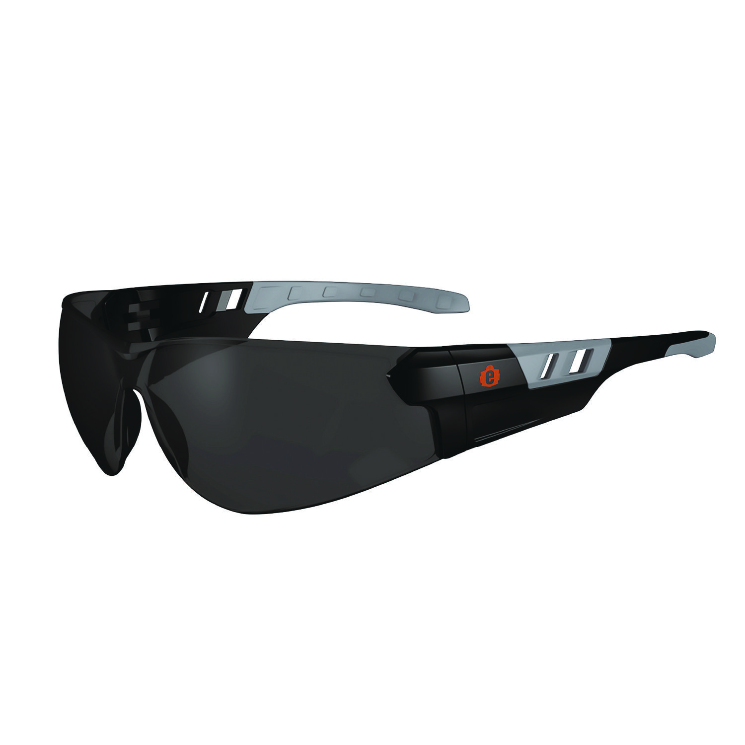 ergodyne® Skullerz SAGA Anti-Scratch/Enhanced Anti-Fog Safety Glasses, Matte Black Frameless, Smoke Polycarbonate Lens