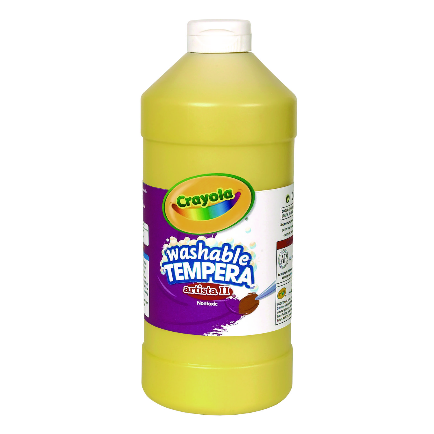 Artista II Washable Tempera Paint, Yellow, 32 oz Bottle