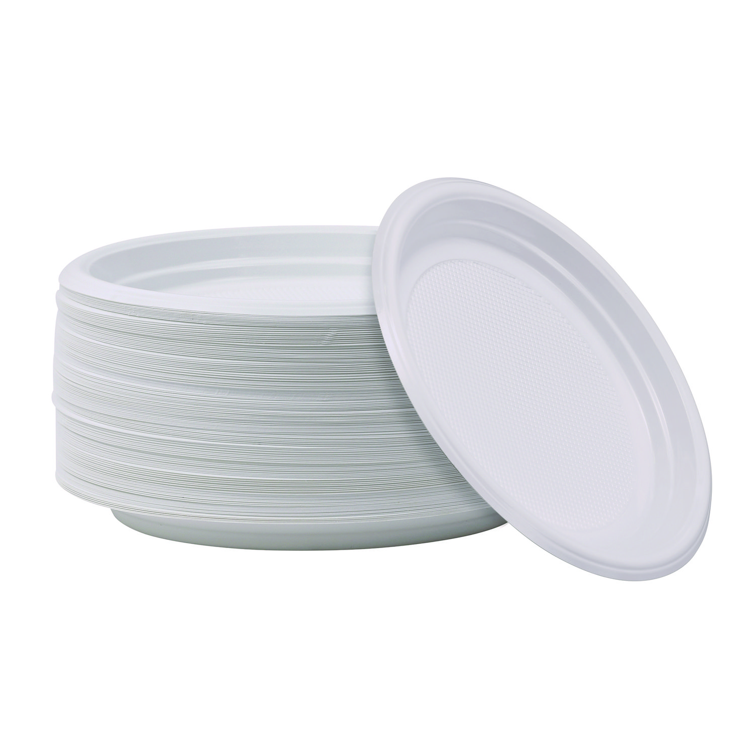 Hi-Impact Plastic Dinnerware, Plate, 9" dia, White, 500/Carton