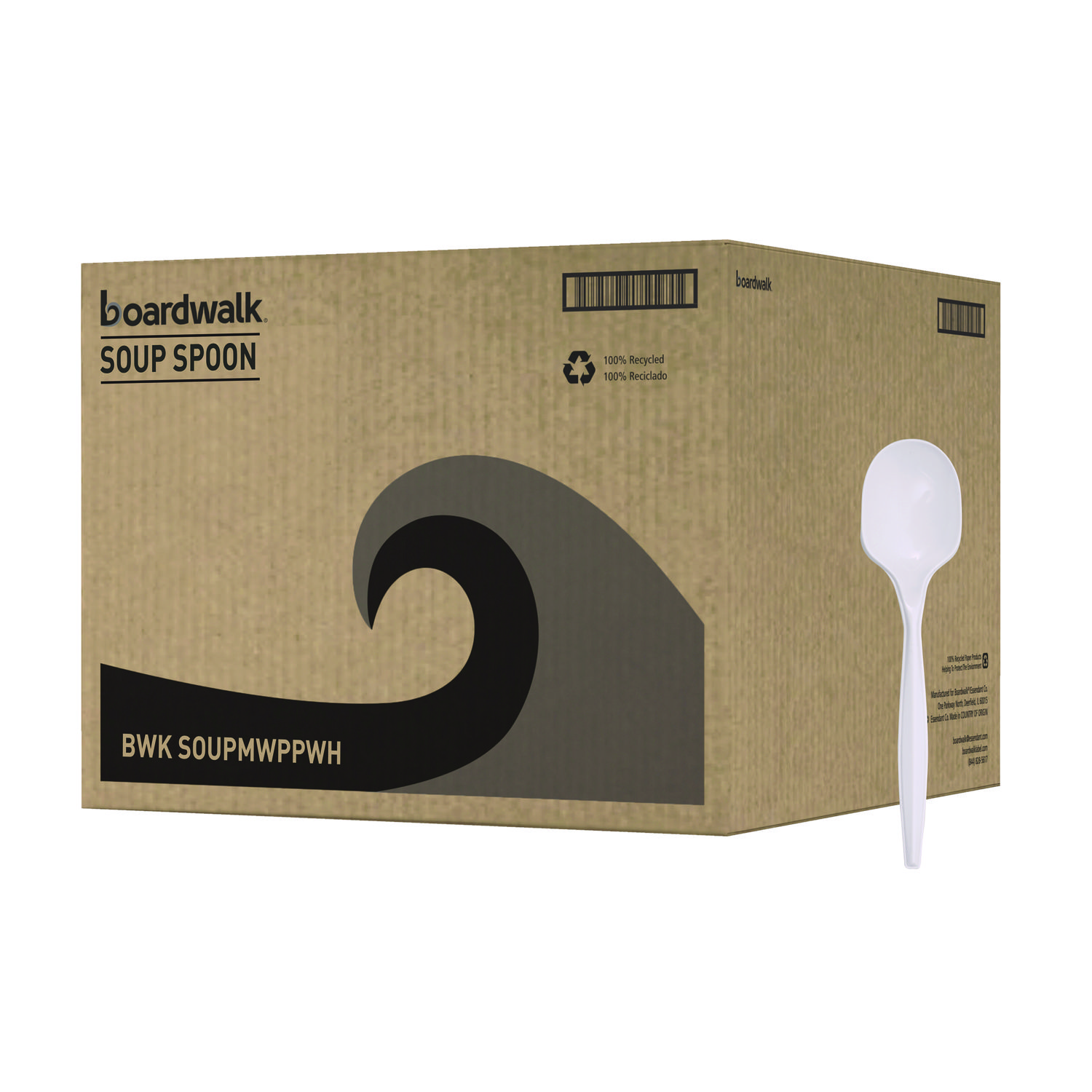 Mediumweight Polypropylene Cutlery, Soup Spoon, White, 1,000/Carton