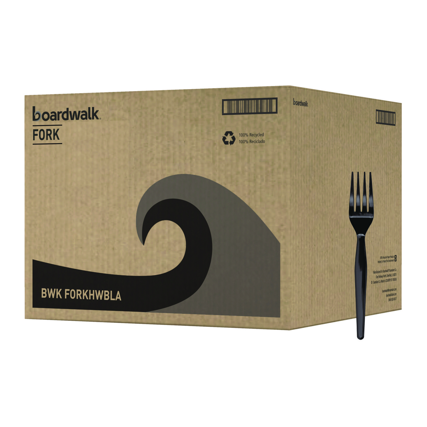 Heavyweight Polystyrene Cutlery, Fork, Plastic, Black, 1,000/Carton