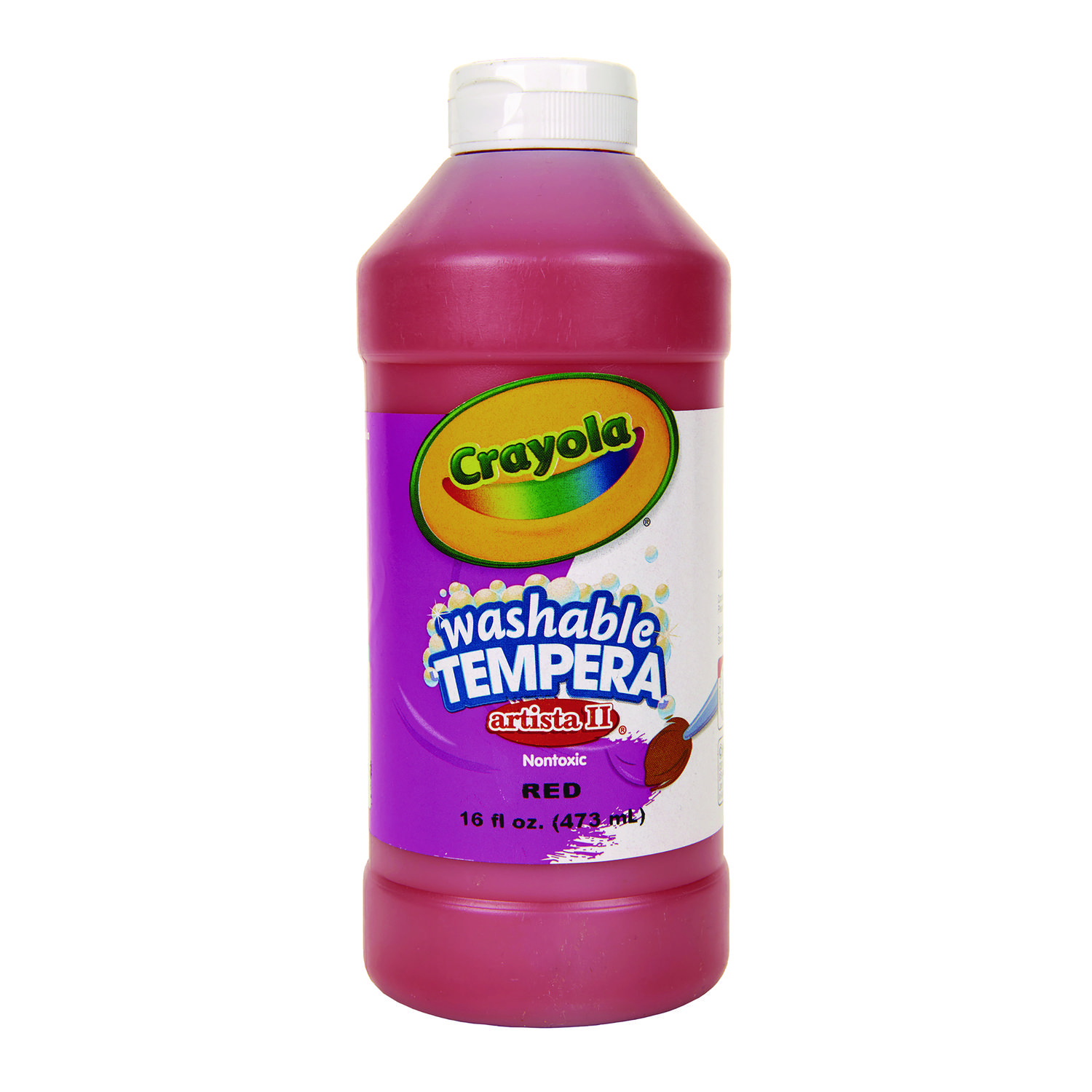 Artista II Washable Tempera Paint, Red, 16 oz Bottle