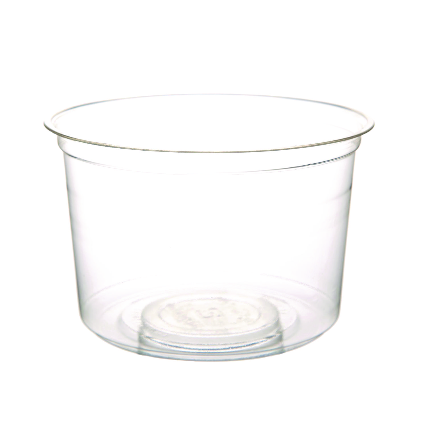 Renewable and Compostable Round Deli Containers, 16 oz, 4.63" Diameter x 3.06" h, Clear, Plastic, 50/Pack, 10 Packs/Carton