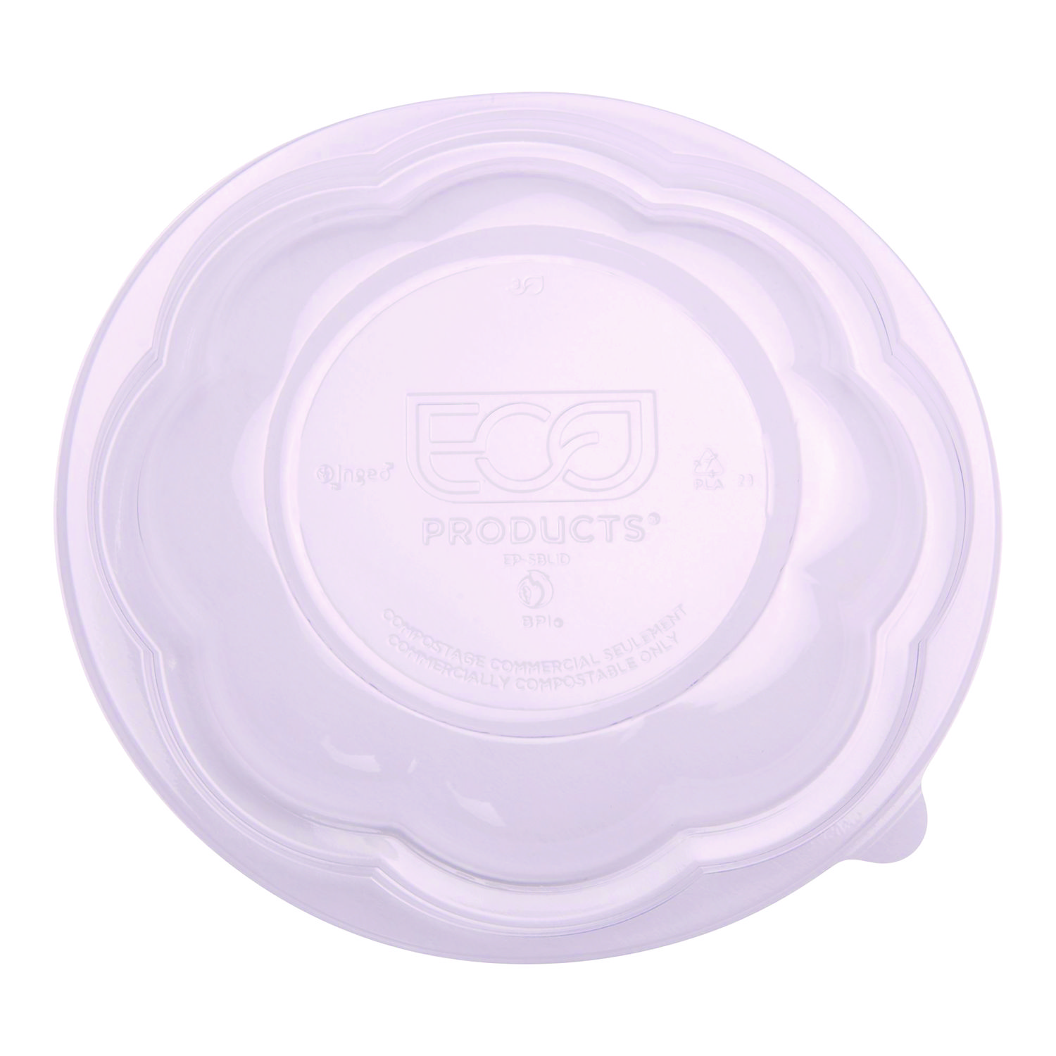 Renewable and Compostable Lids, Fits 24, 32 and 48 oz Salad Bowls, Clear, Plastic, 300/Carton