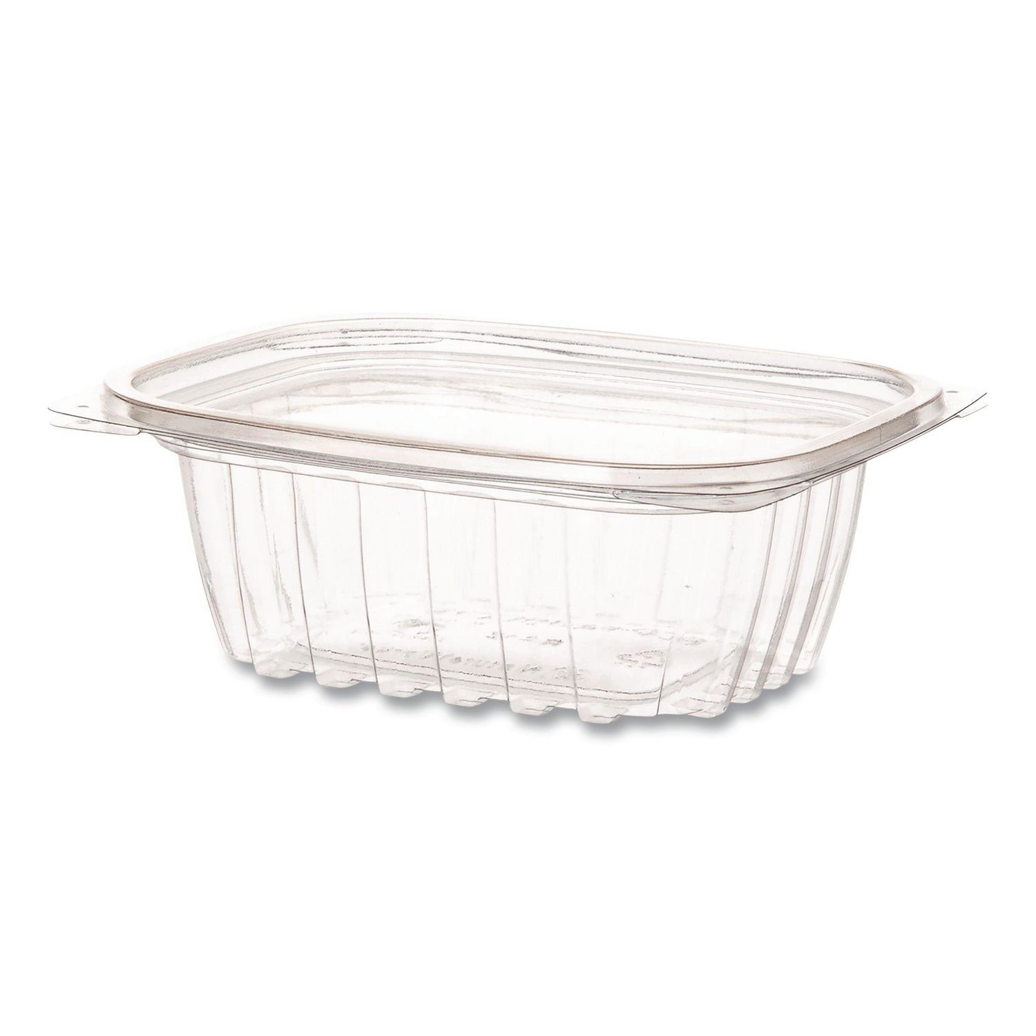 Renewable and Compostable Rectangular Deli Containers with Lid, 12 oz, 2 x 4 x 2, Clear, Plastic, 100/Pack, 3 Packs/Carton