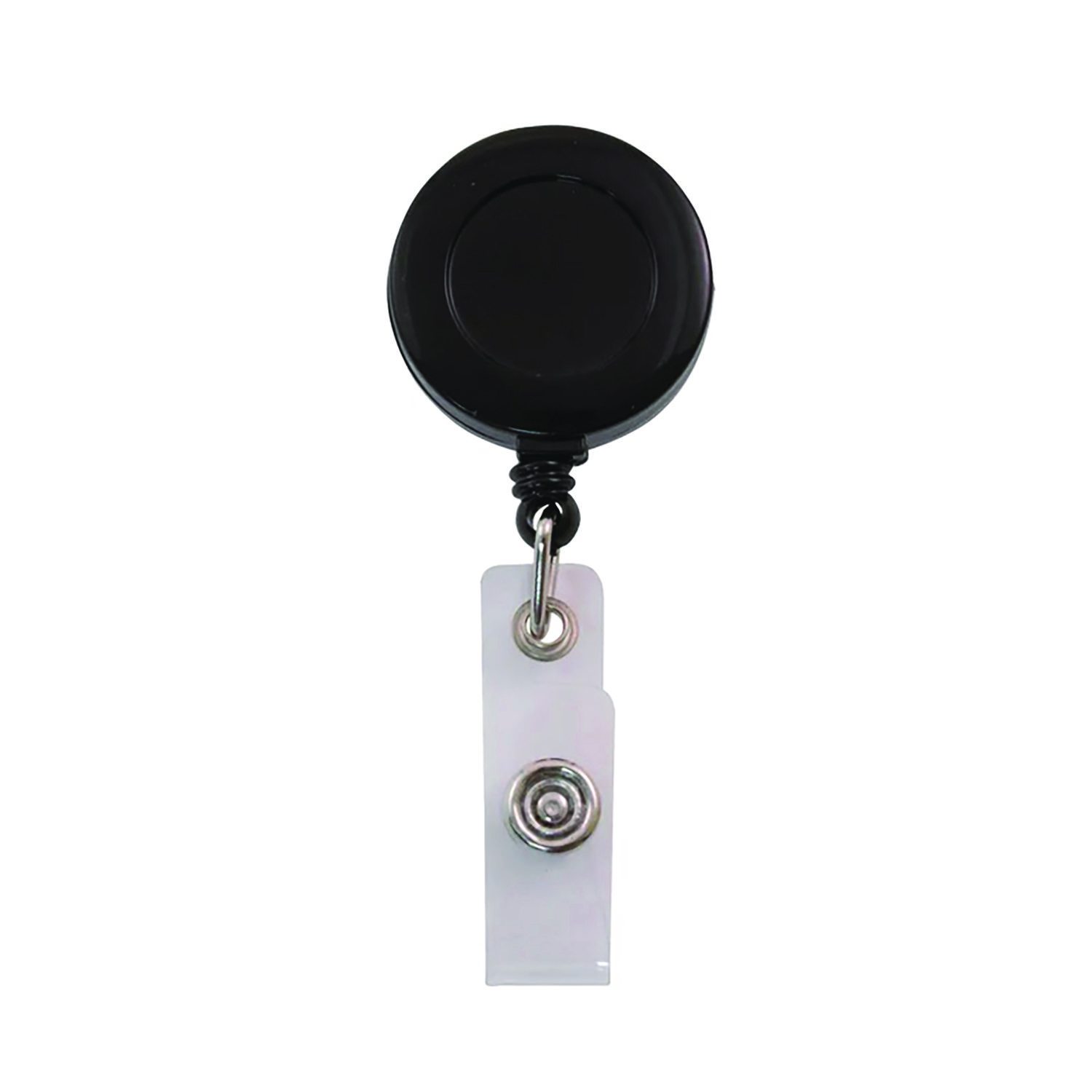 Clip-On Badge Reel, Extends 30″, Black, 25/Pack