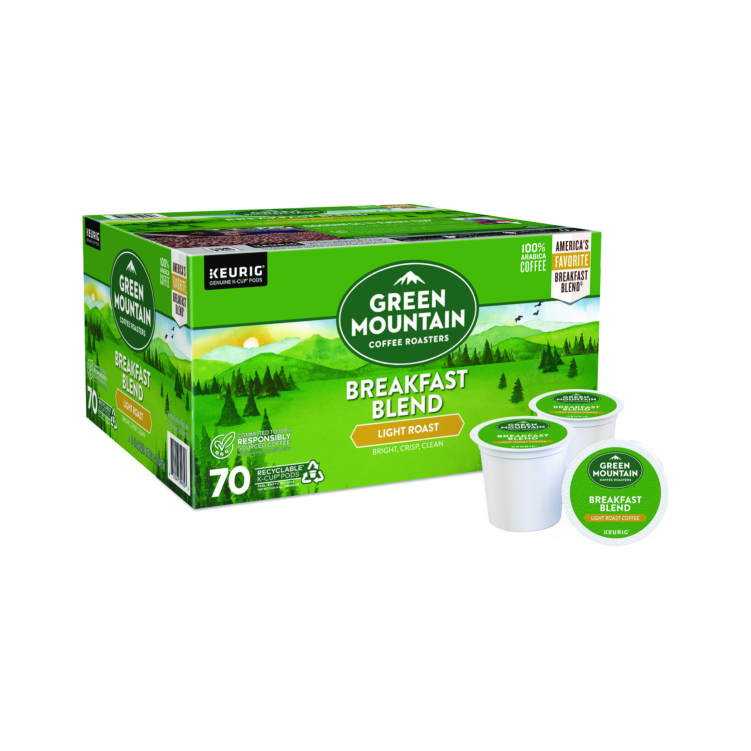 Breakfast Blend Coffee K-Cup Pods, Regular, 70/Box