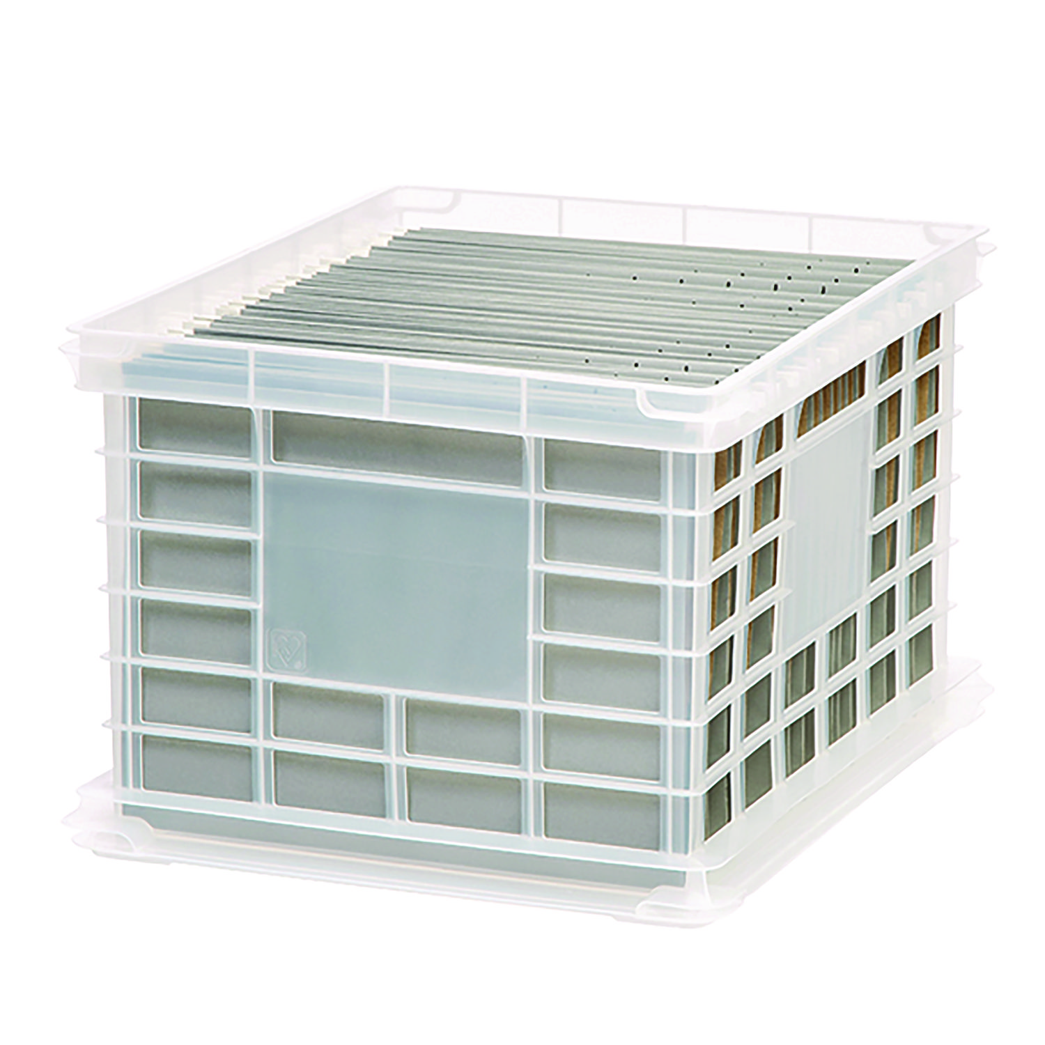 File Storage Durable Plastic Crate, 13.88 x 17.13 x 10.5, Clear