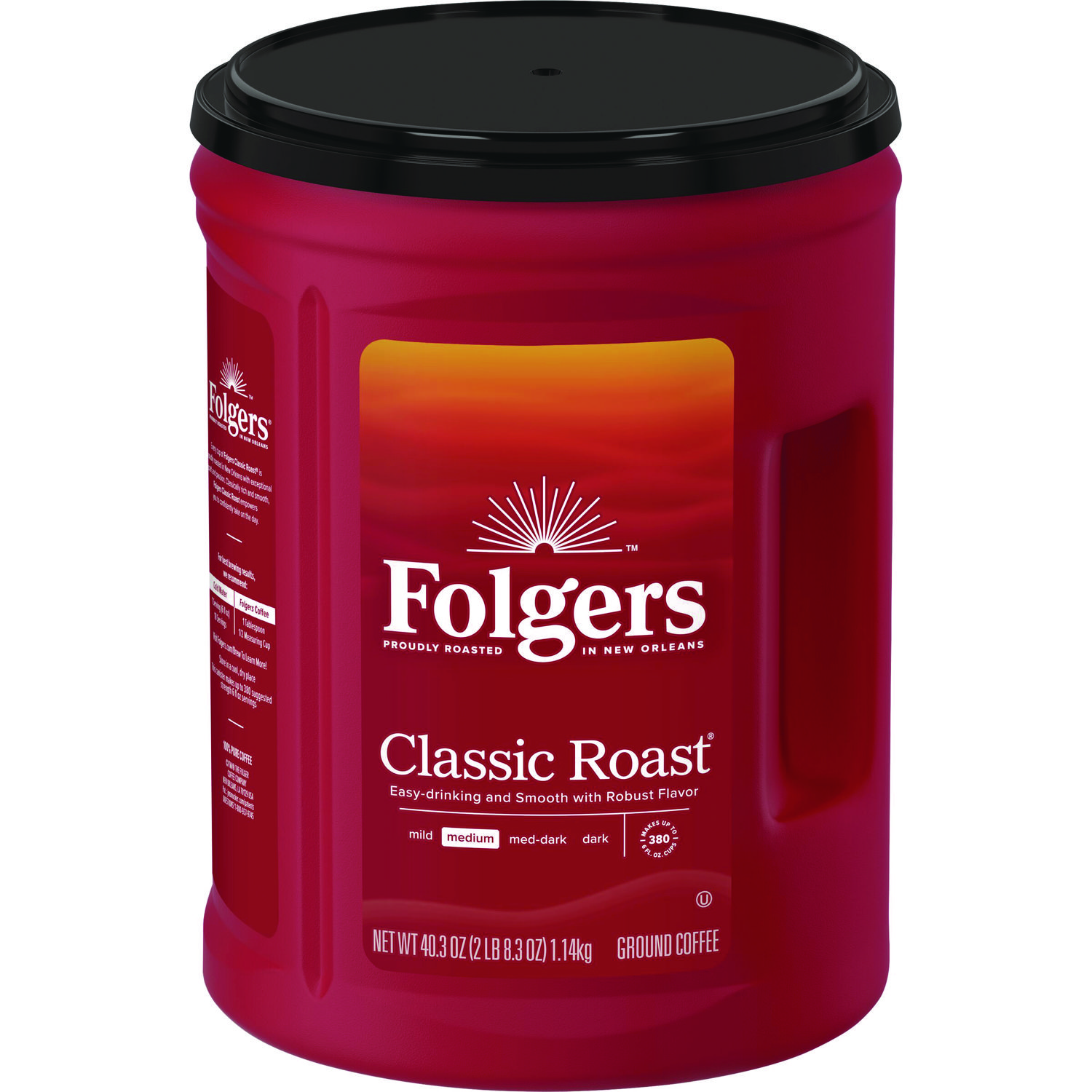 Classic Roast Ground Coffee, 40.3 oz Canister, 6/Carton