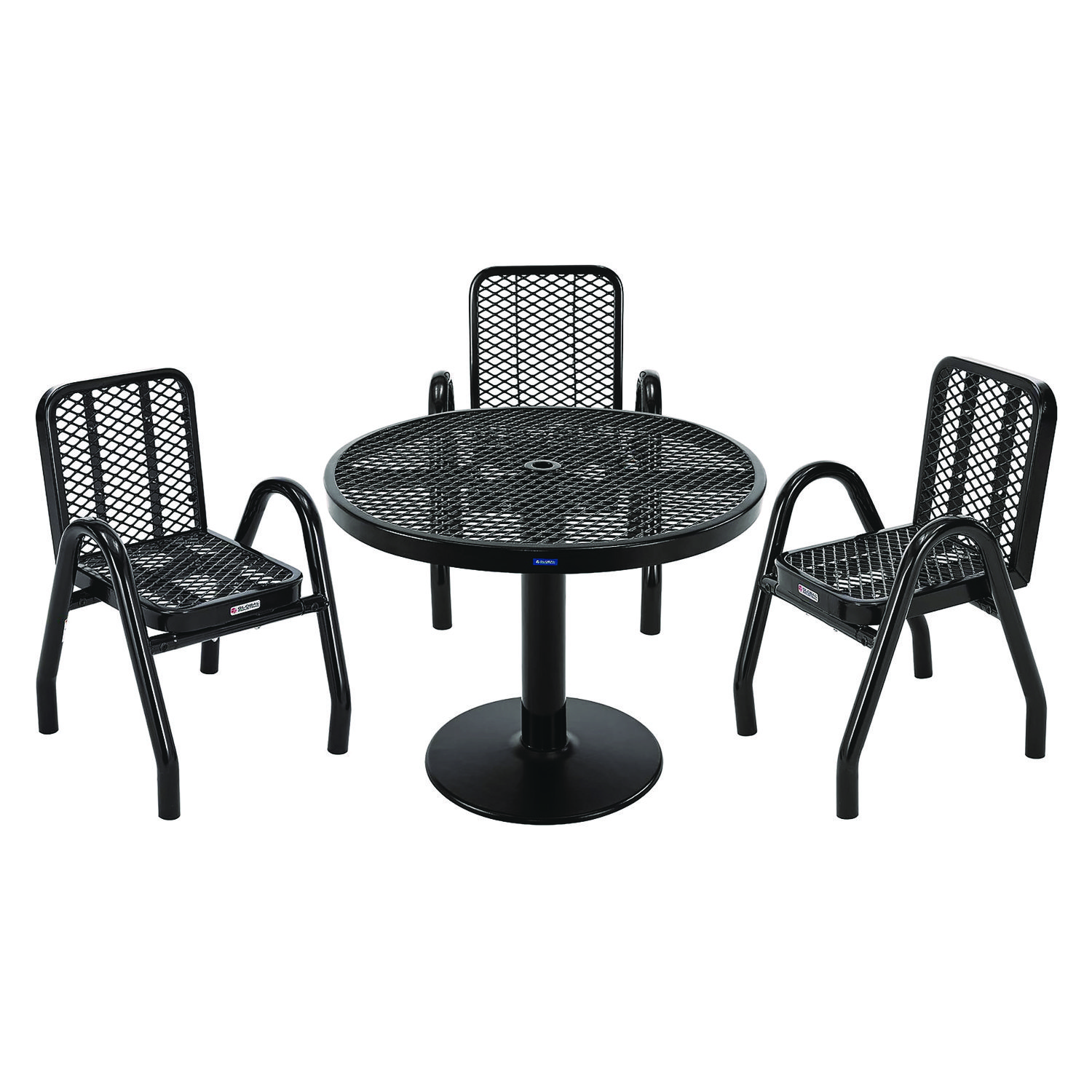 Global Industrial® Outdoor Dining Set, Round, 36 dia x 29h, Black Top, Black Base/Legs