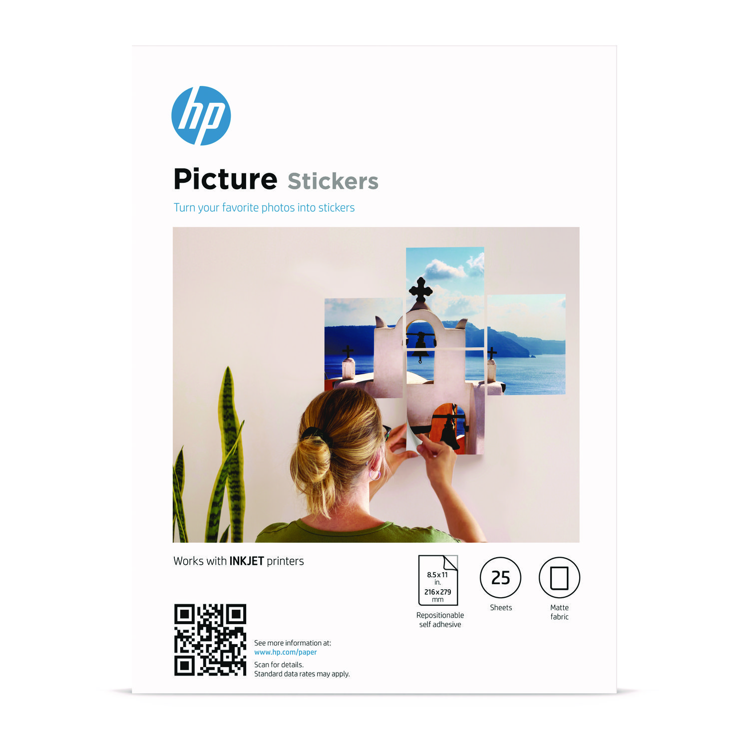 Picture Stickers, 8.5 x 11, Matte White, 25/Pack