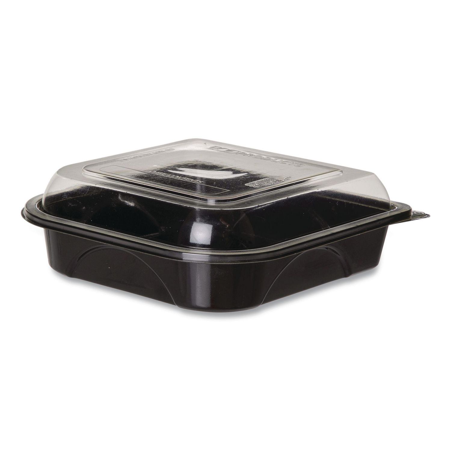 BlueStripe Premium Take-Out Containers, 6.77 x 6.6 x 2.31, Black/Clear, Base/Lid Combo, Plastic, 150/Carton