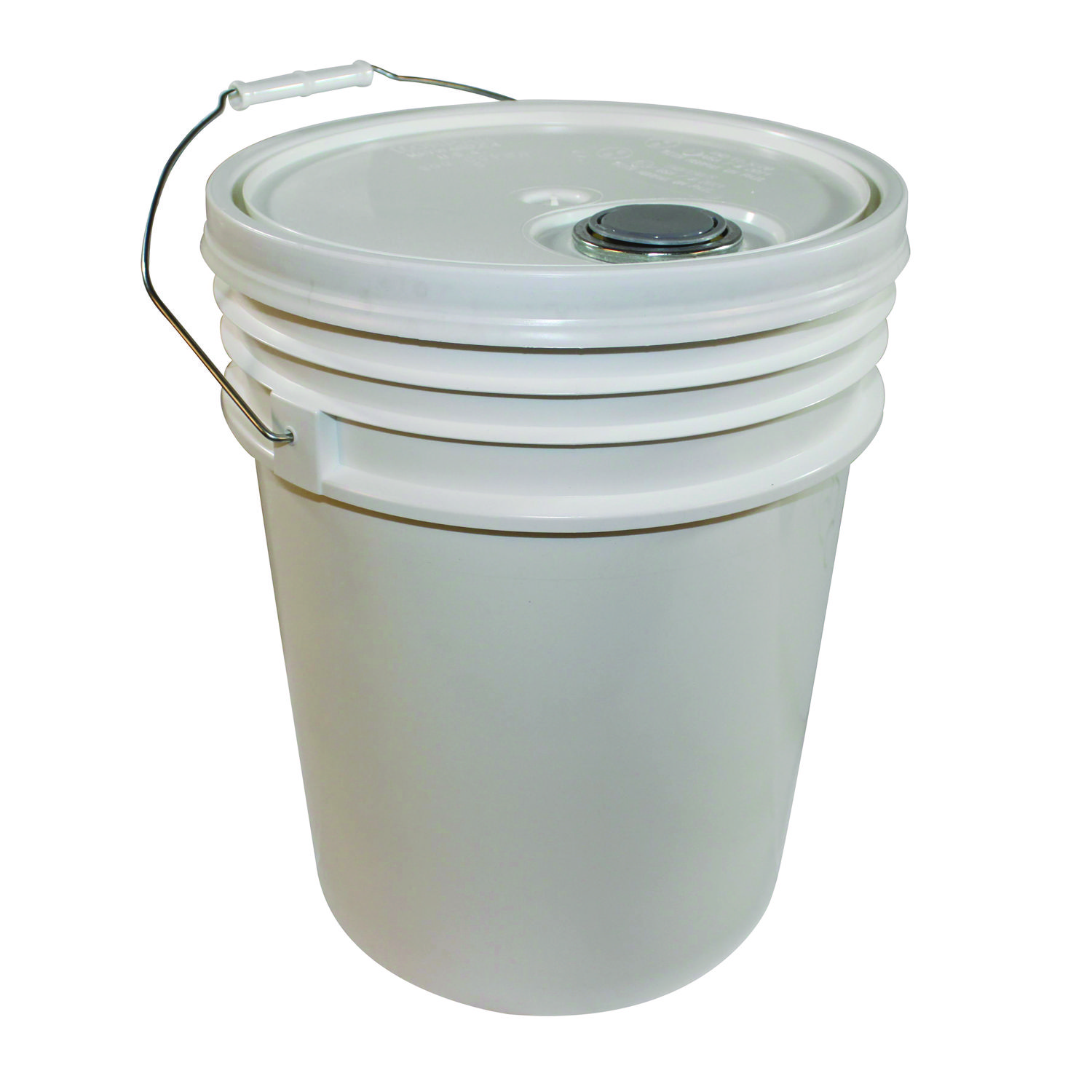 Utility Bucket with Lid, 5 gal, Polyethylene, White, 11.25" dia