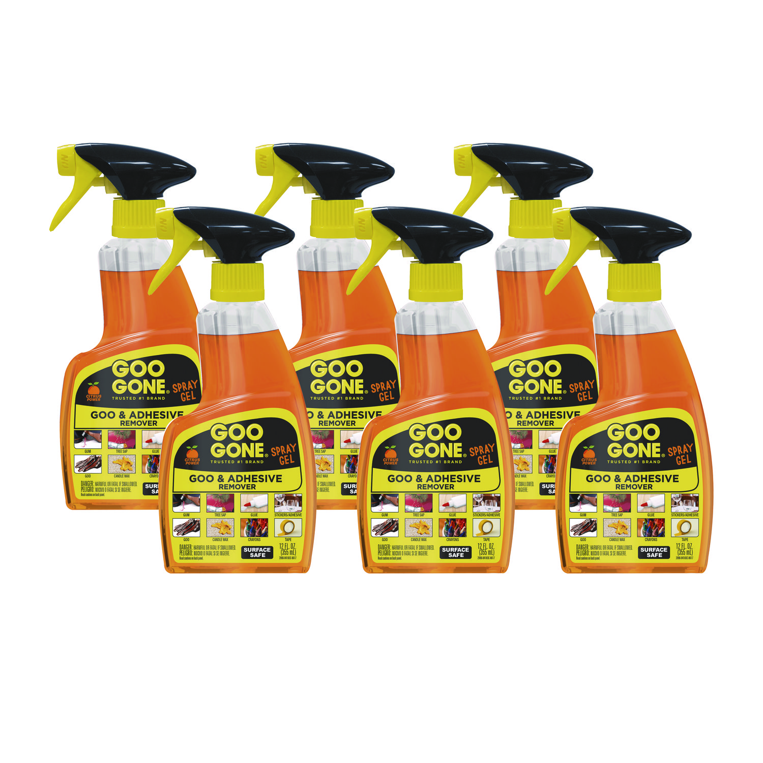 Spray Gel Cleaner, Citrus Scent, 12 oz Spray Bottle, 6/Carton