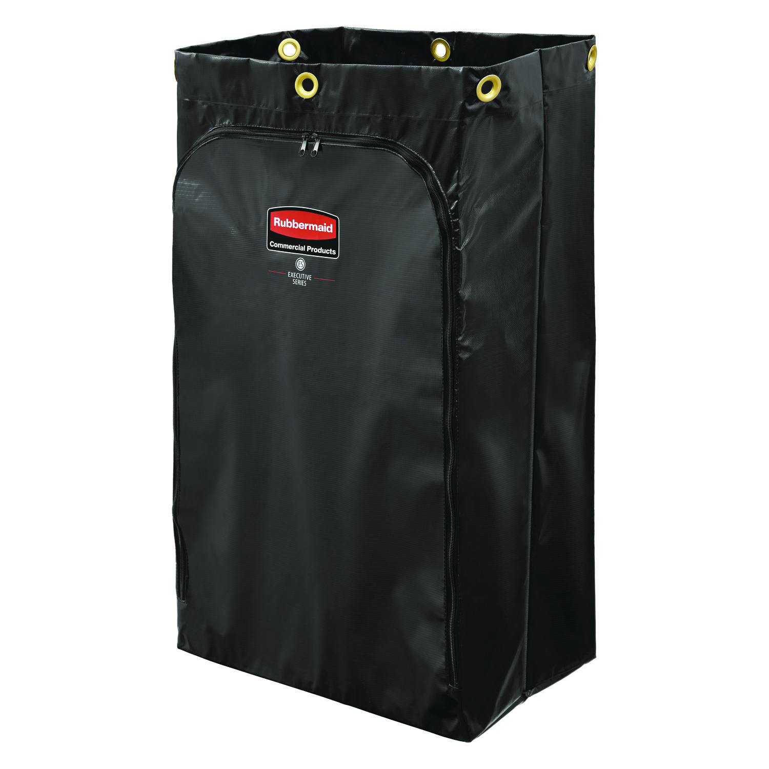 Zippered Vinyl Cleaning Cart Bag for Rubbermaid Commercial FG6173-88, 24 gal, 6.5" x 9.13" x 17.25", Black, 4/Carton