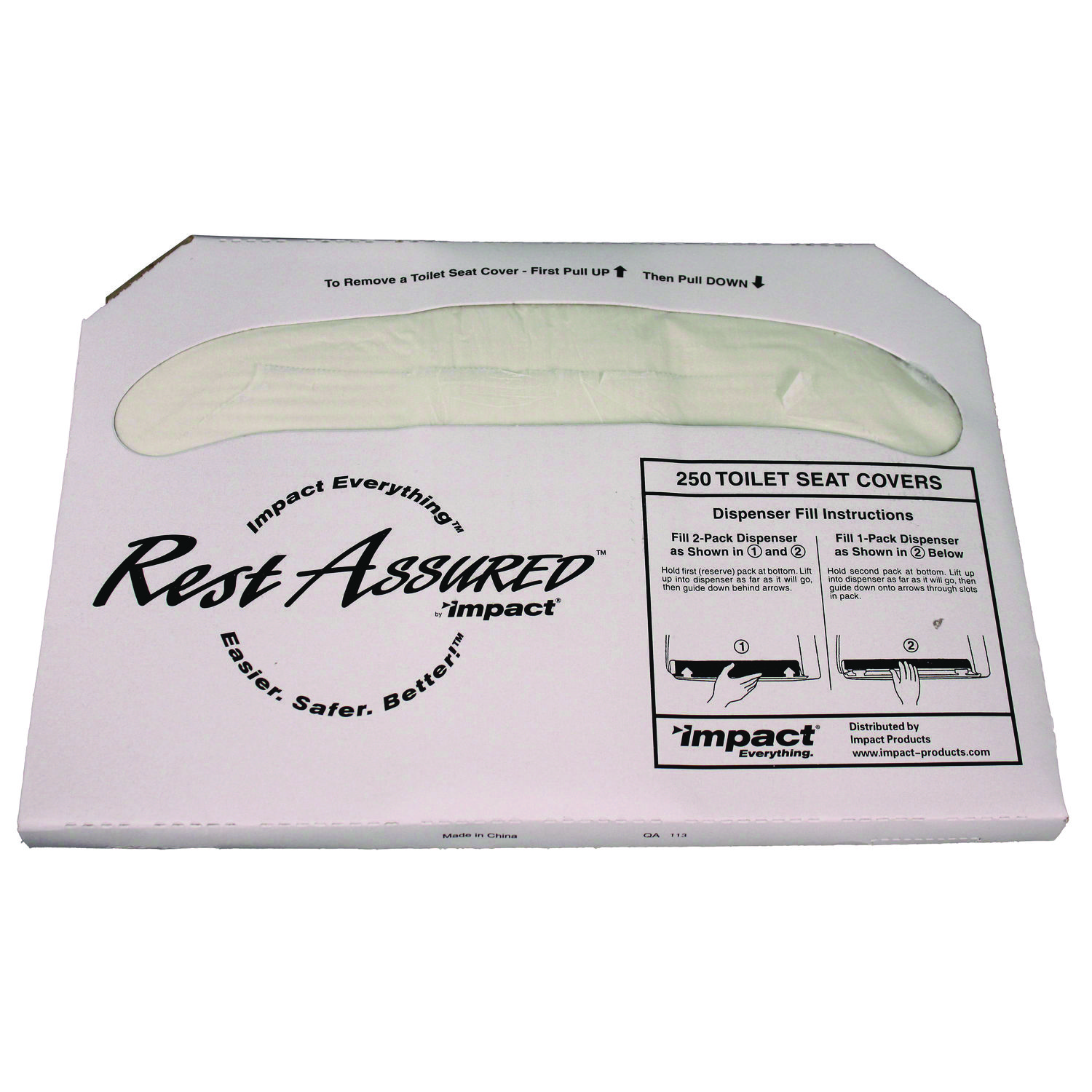 Rest Assured Seat Covers, 14.25 x 16.85, White, 250/Pack, 20 Packs/Carton