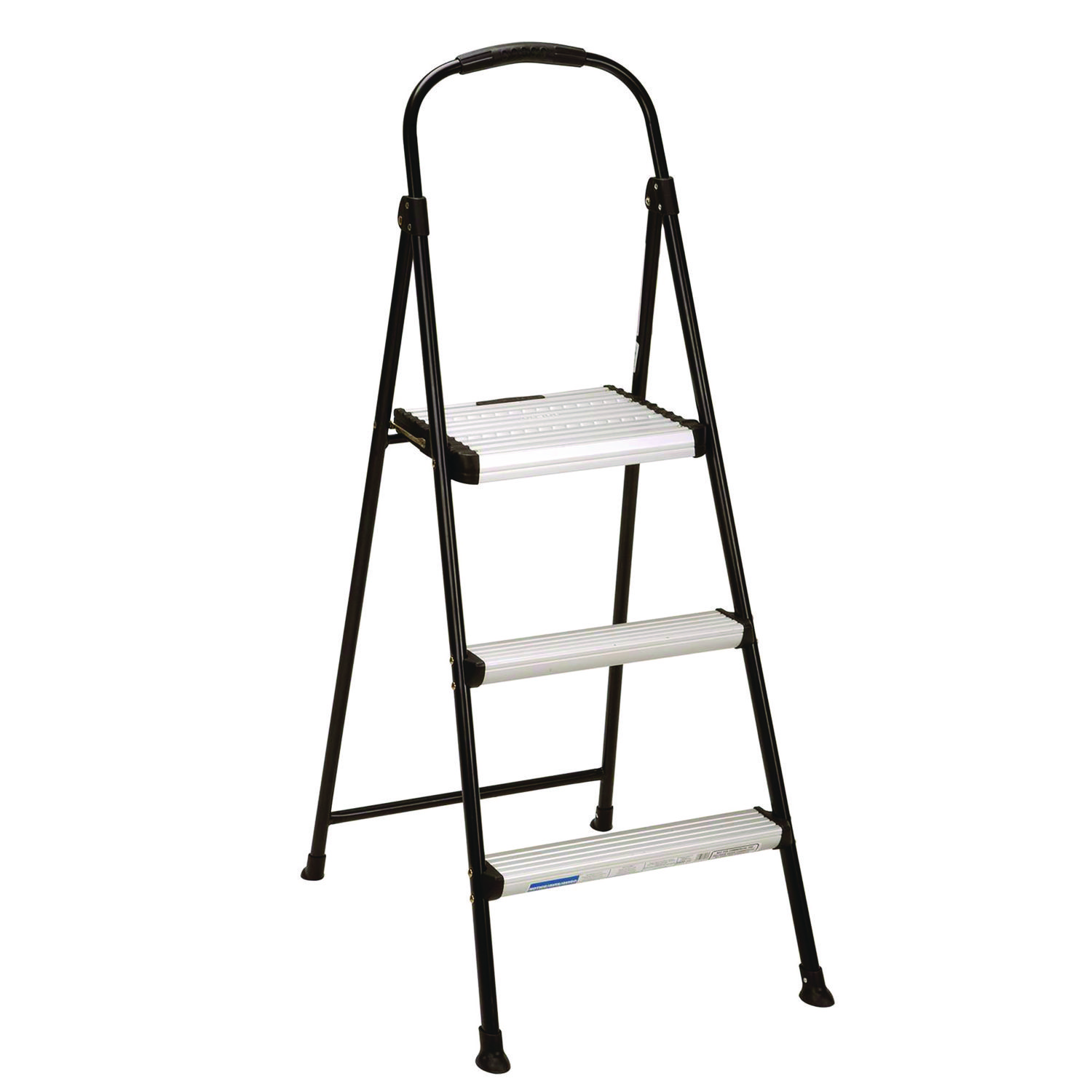 3-Step Stepstool, 250 lb, 28.75" Tall, 28.35" Spread, Black/Silver