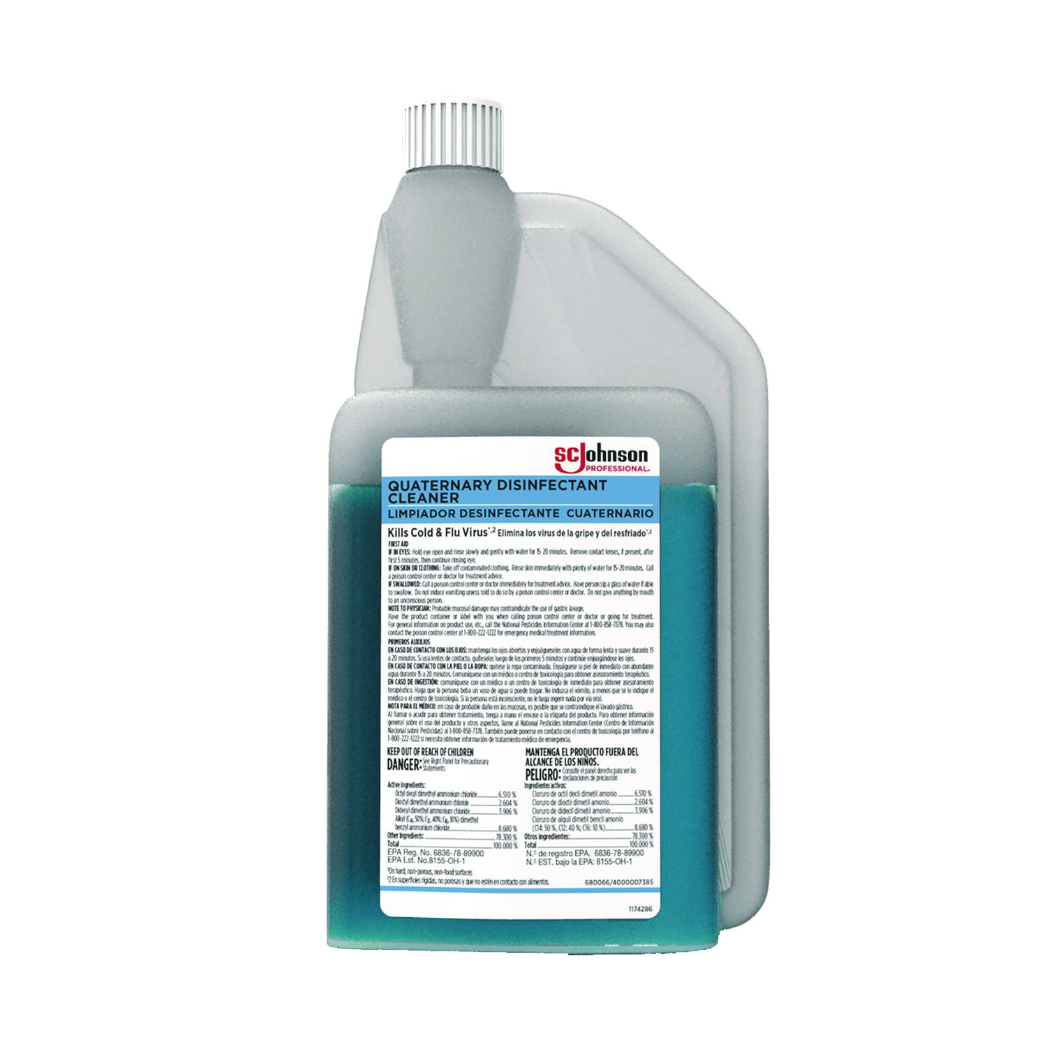 Quaternary Disinfectant Cleaner, 32 oz Bottle, 6/Carton
