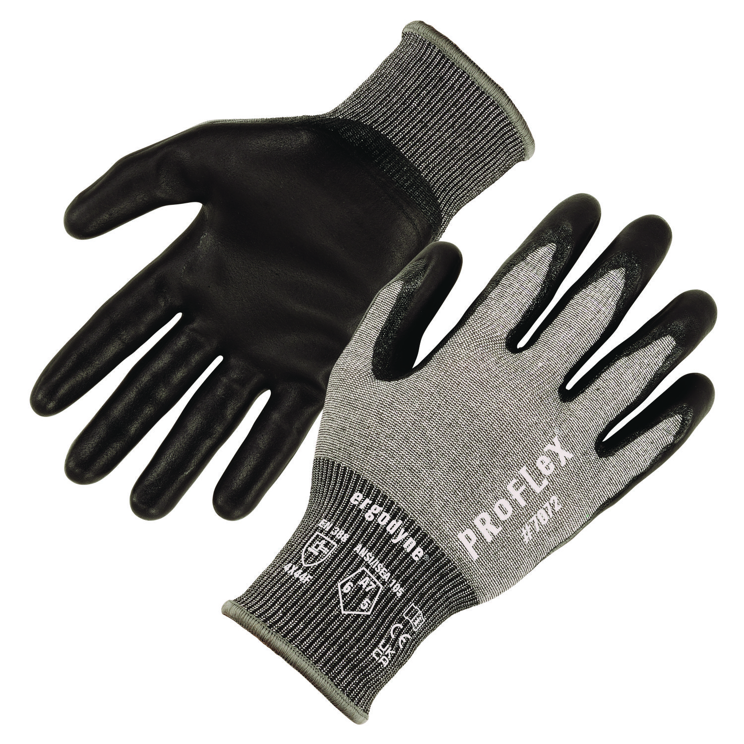 ergodyne® ProFlex 7072 ANSI A7 Nitrile-Coated CR Gloves, Gray, X-Small, Pair