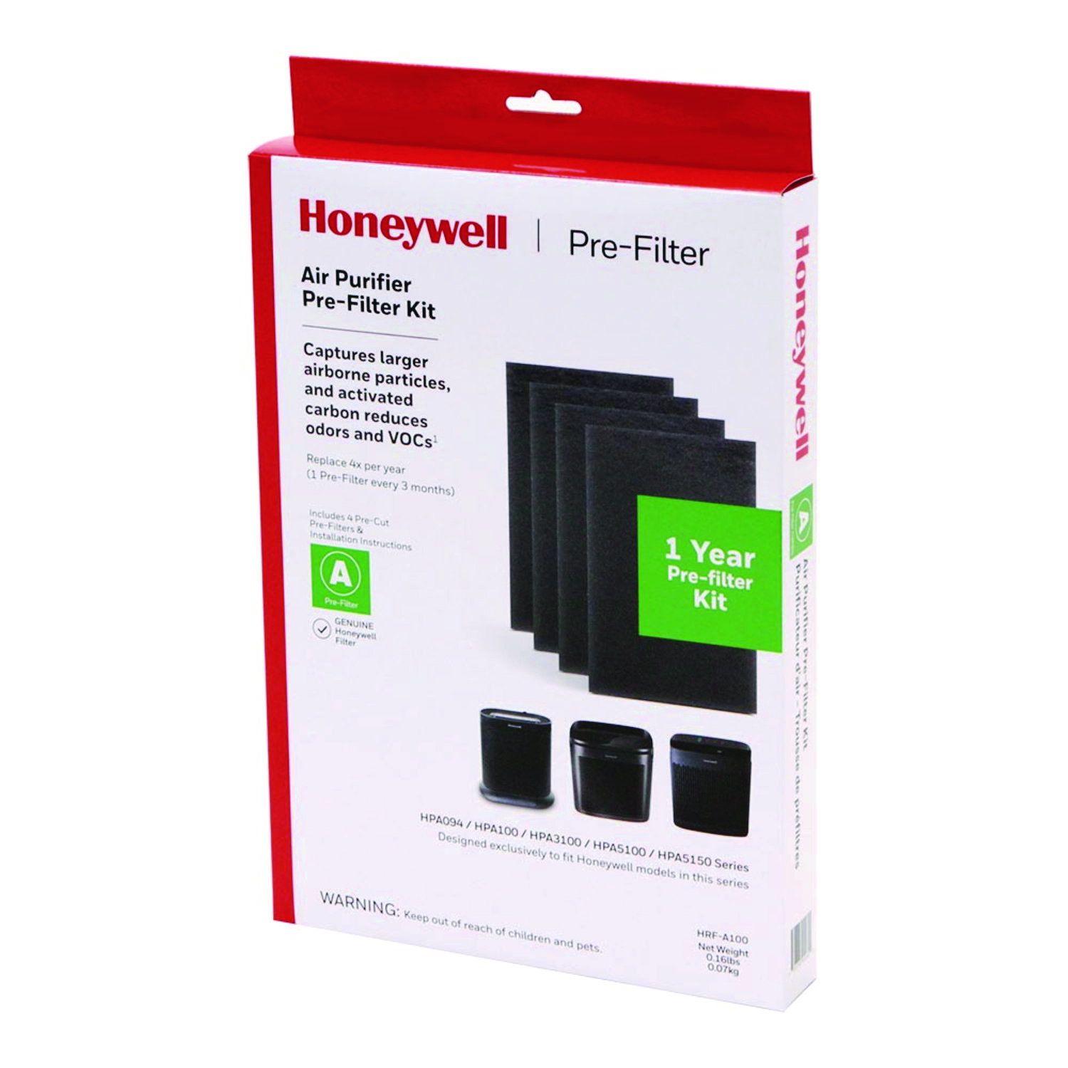 Honeywell Pre-Cut Carbon Pre-Filter, Box of 4 Filters