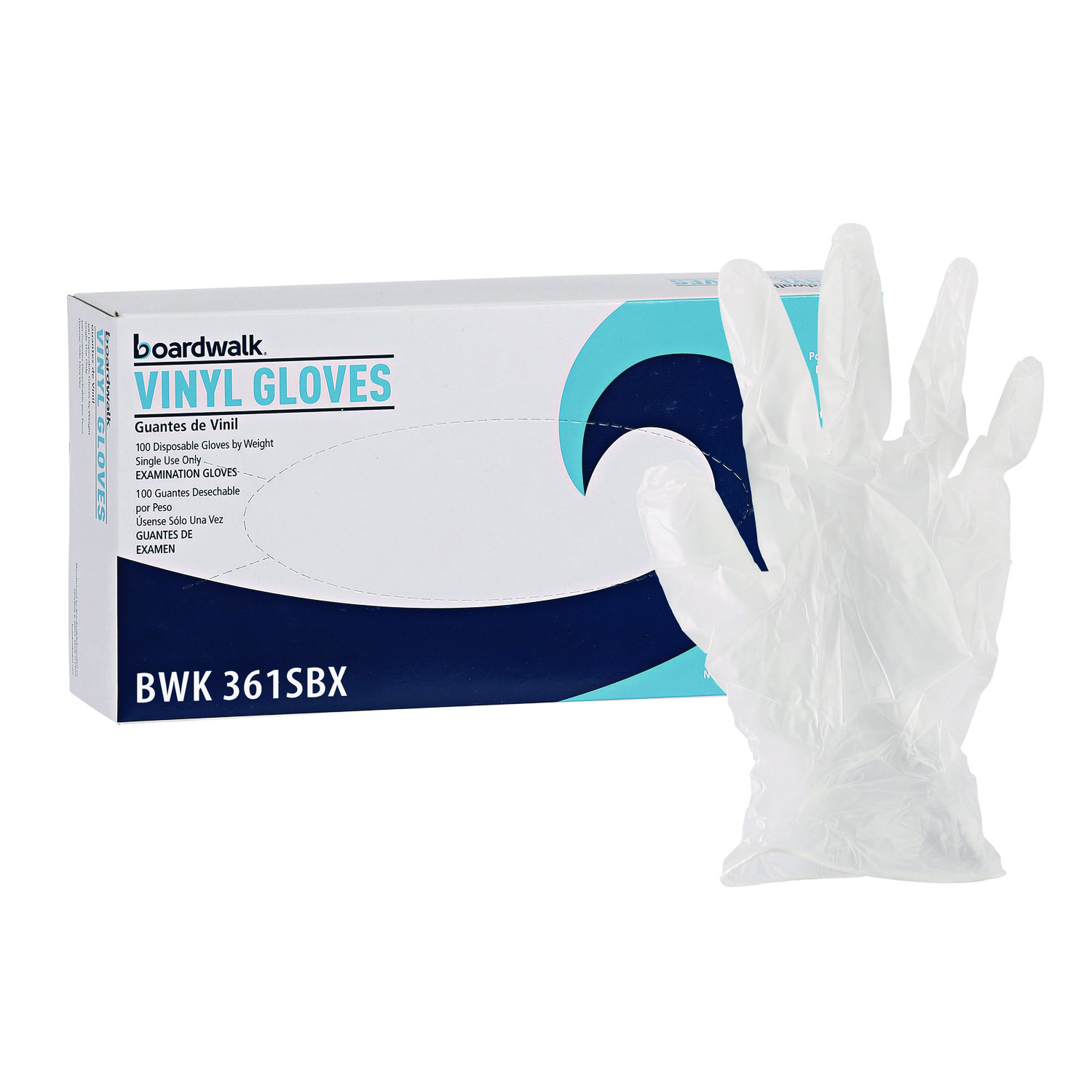 Exam Vinyl Gloves, Clear, Small, 3 3/5 mil, 100/Box, 10 Boxes/Carton