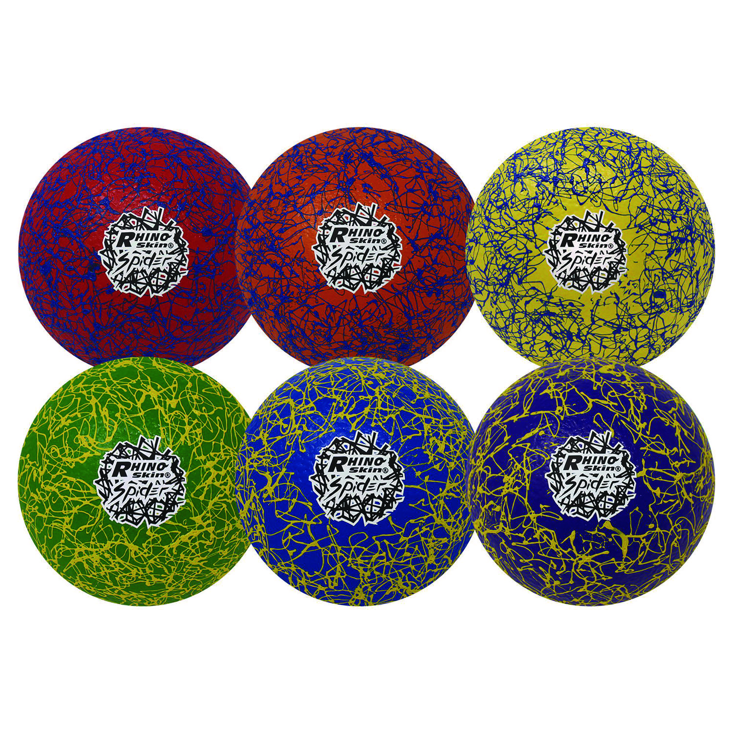 Rhino Skin Spider Dodgeball Set, 6.3″ Diameter, Assorted Colors, 6/Set