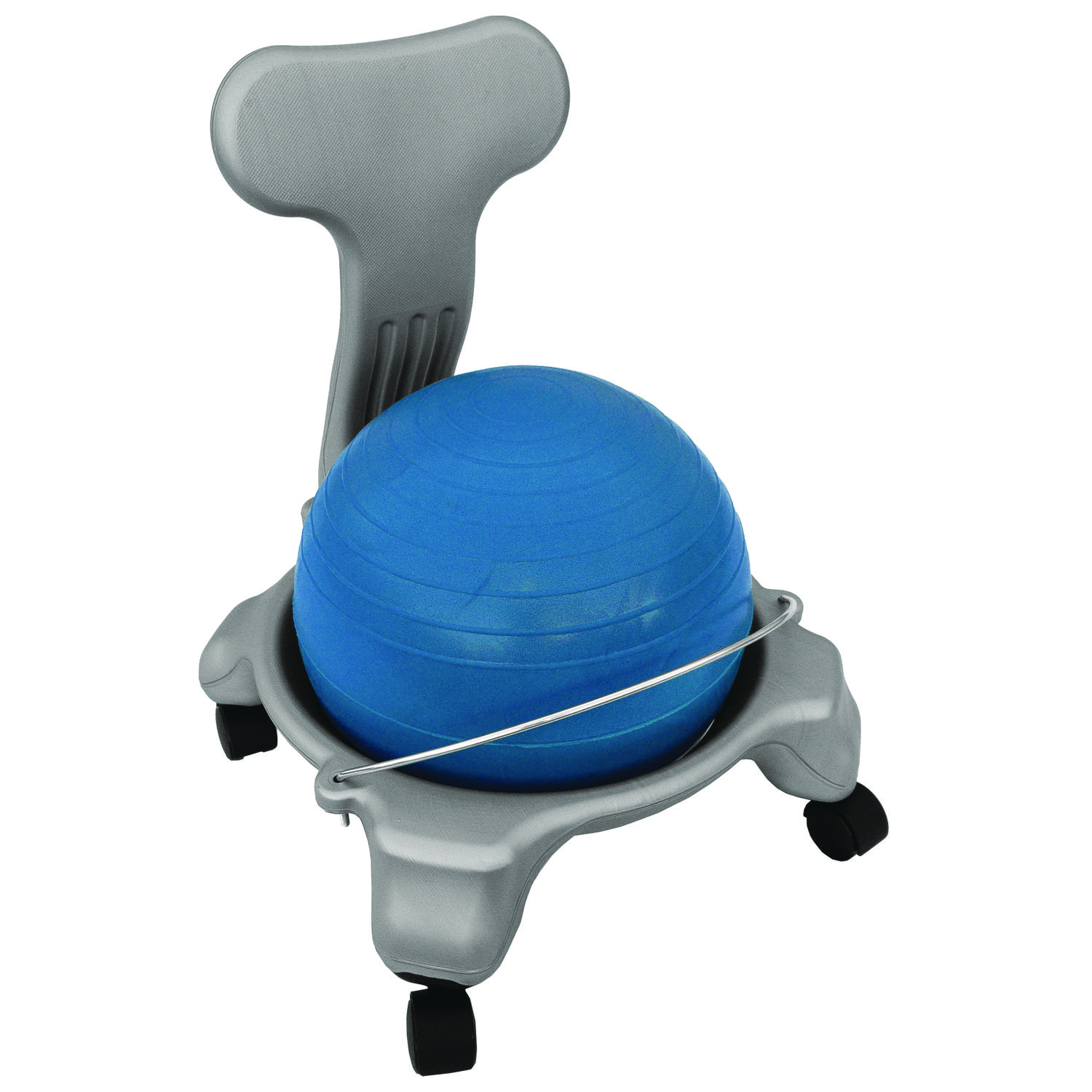 Kid’s Ball Chair, Supports Up to 264 lb, 12.5″ Seat Height, Blue Seat, Silver Base