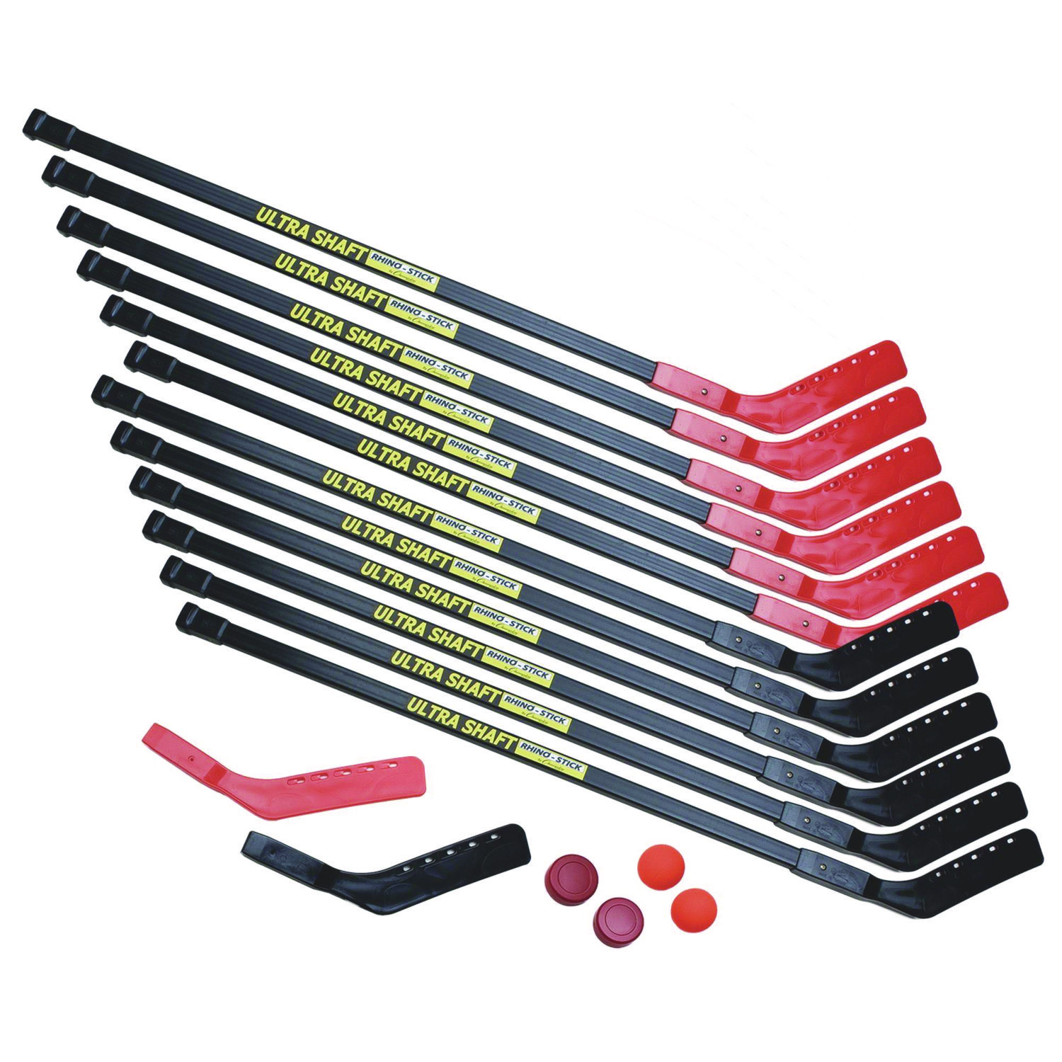 Ultra Shaft Hockey Set, Twelve 47′ Hockey Sticks/Two Pucks/Two Balls/Two Extra Blades