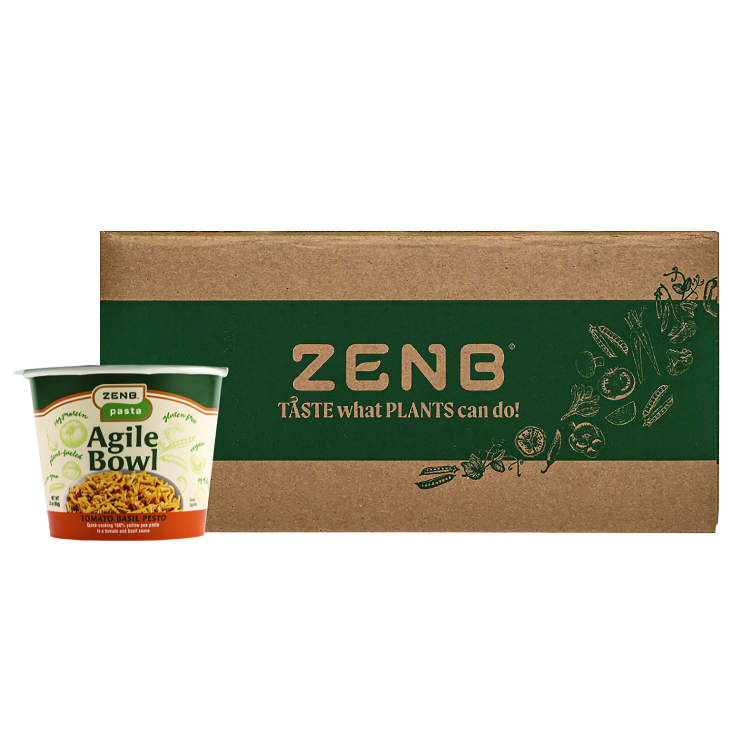 ZENB® Instant Meals, Tomato Basil Pesto Pasta, 2.8 oz Bowl, Dozen