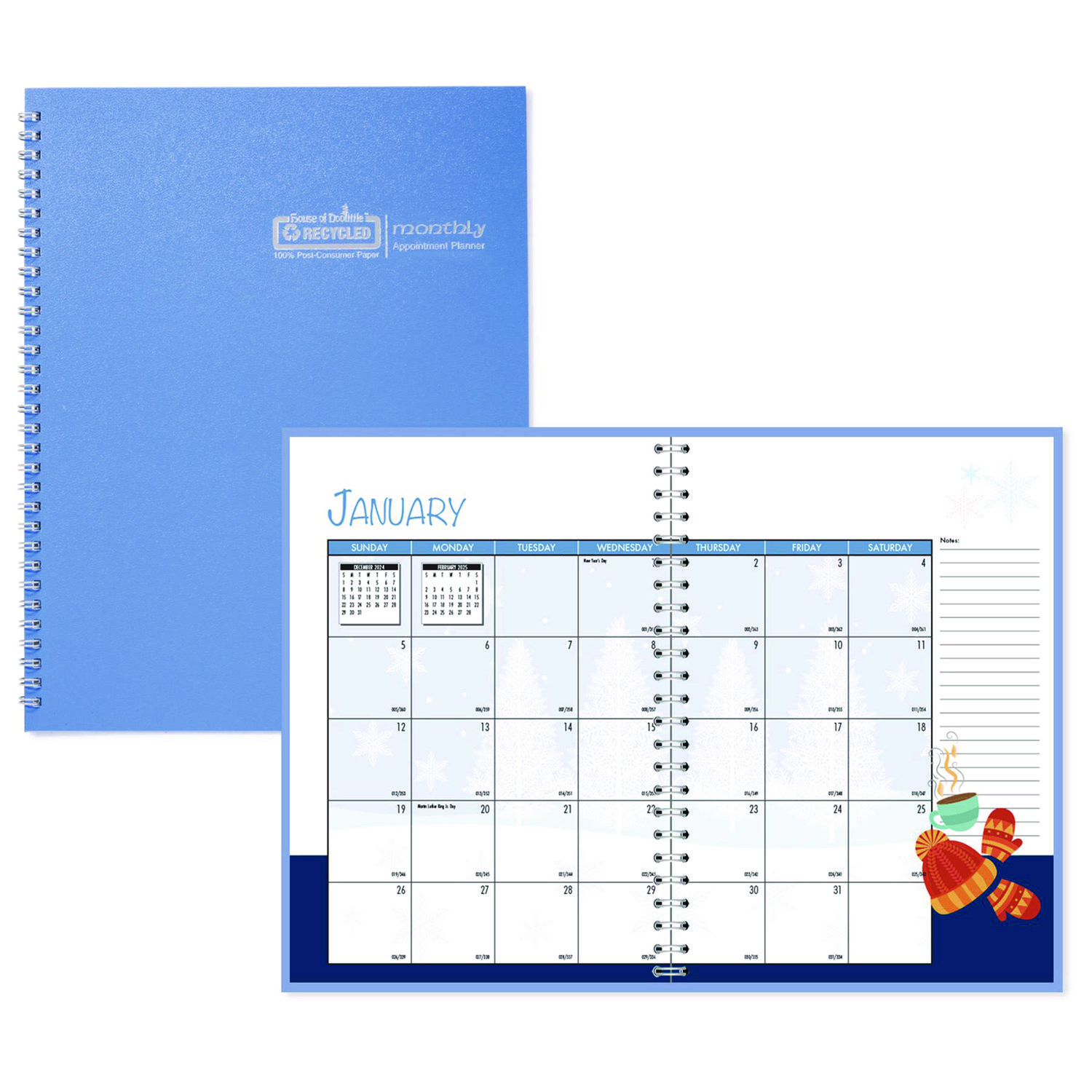 Seasonal Monthly Planner, Illustrated Seasons Artwork, 10 x 7, Light Blue Cover, 12-Month (Jan to Dec): 2025