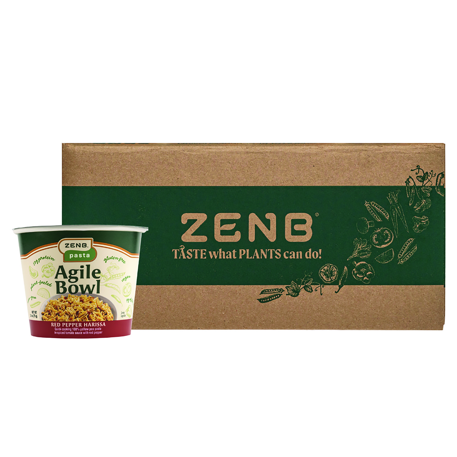 ZENB® Instant Meals, Red Pepper Harissa Pasta, 2.8 oz Bowl, Dozen