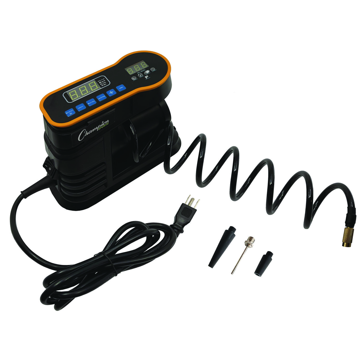 Champion Sports Digital Electronic Inflator, 0.78 cu ft/min, 30 psi, 70″ Cord