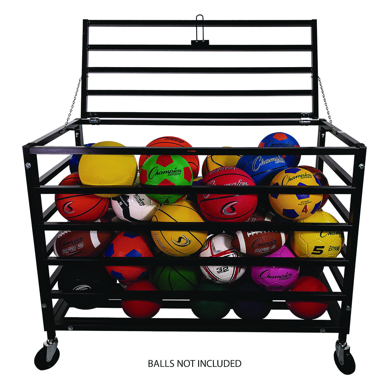 All Pro Lockable Ball Locker, Metal, 220 lb Capacity, 24 x 47 x 37, Black