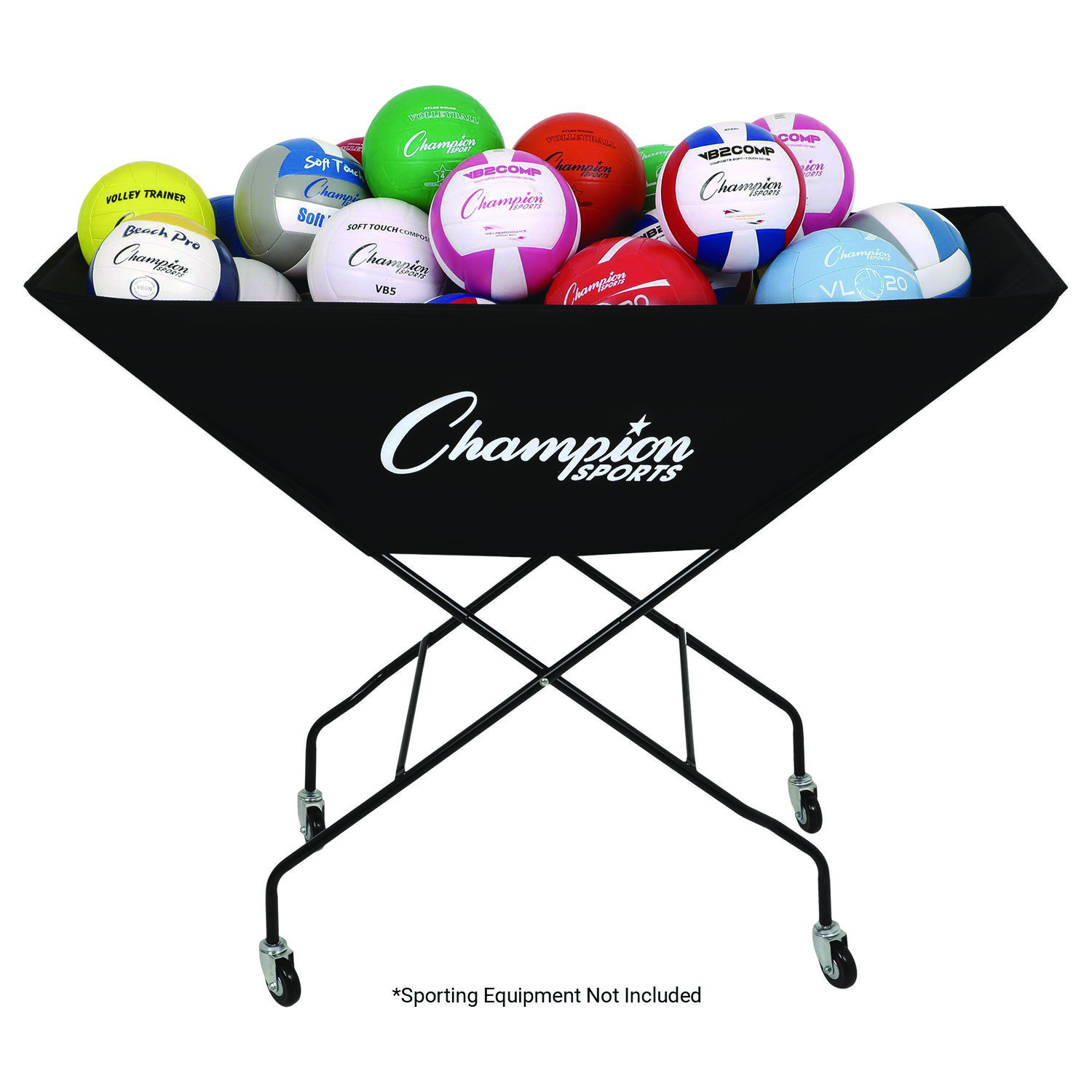 Pro Collapsible Volleyball Cart, 23″ x 55″ x 41″, Black